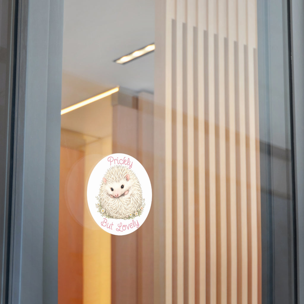 Prickly But Lovely Hedgehog Round Vinyl Sticker  Cute Animal Sticker for Laptops, Water Bottles & Gifts