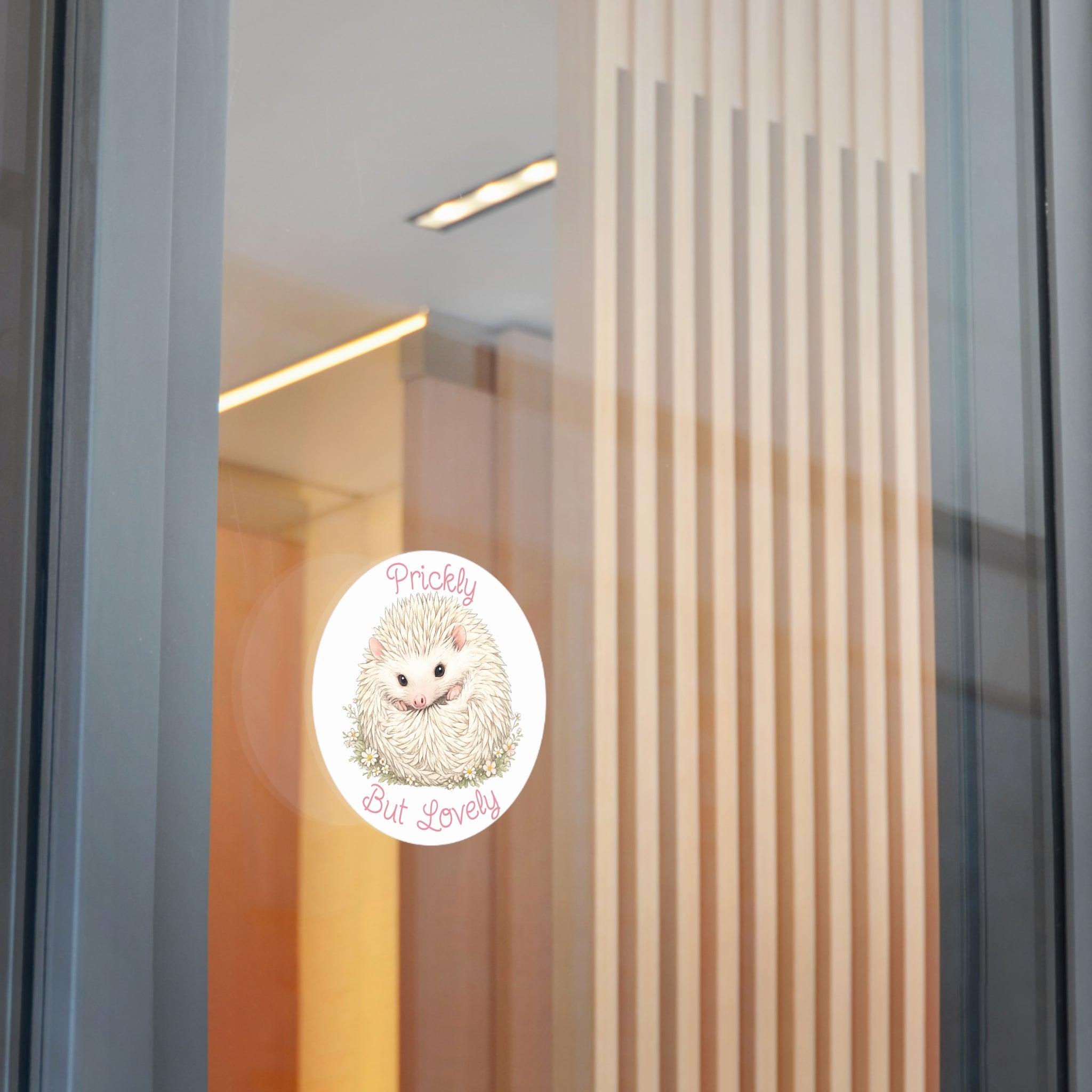 Prickly But Lovely Hedgehog Round Vinyl Sticker  Cute Animal Sticker for Laptops, Water Bottles & Gifts