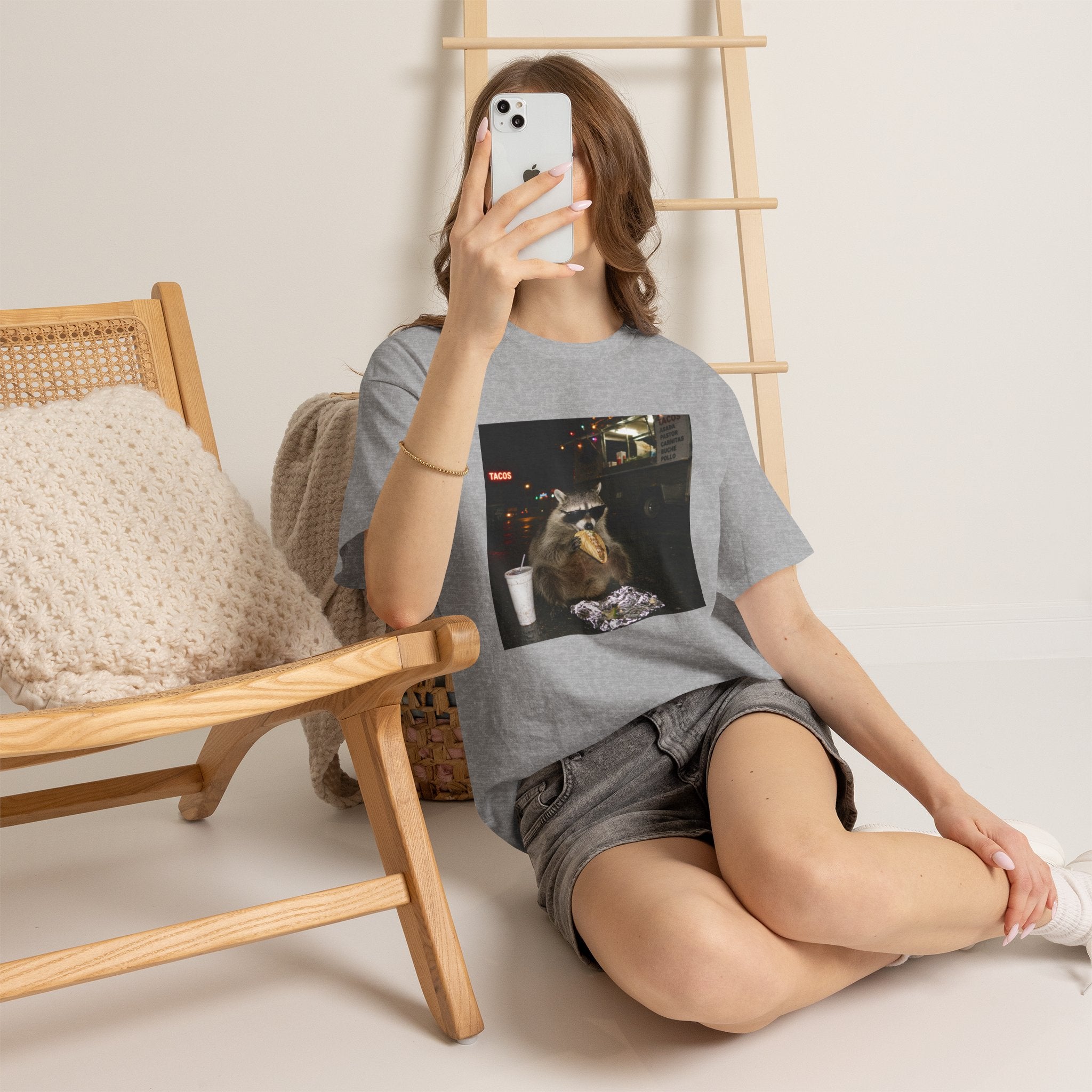 Raccoon Midnight Snack T-Shirt – Funny Urban Animal Photo Tee