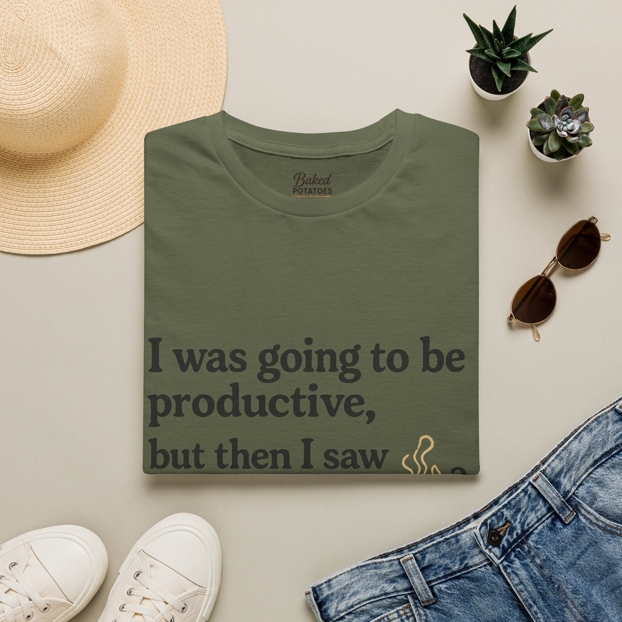ADHD Funny Potato Tee – “I was going to be productive, but then I saw a potato.” Graphic T-Shirt