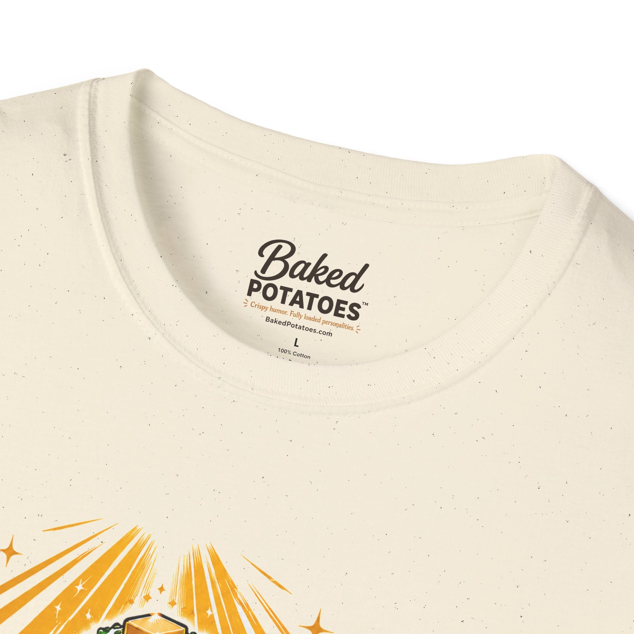 All Hail the Potato T-Shirt | Raccoon Holding Baked Potato Design