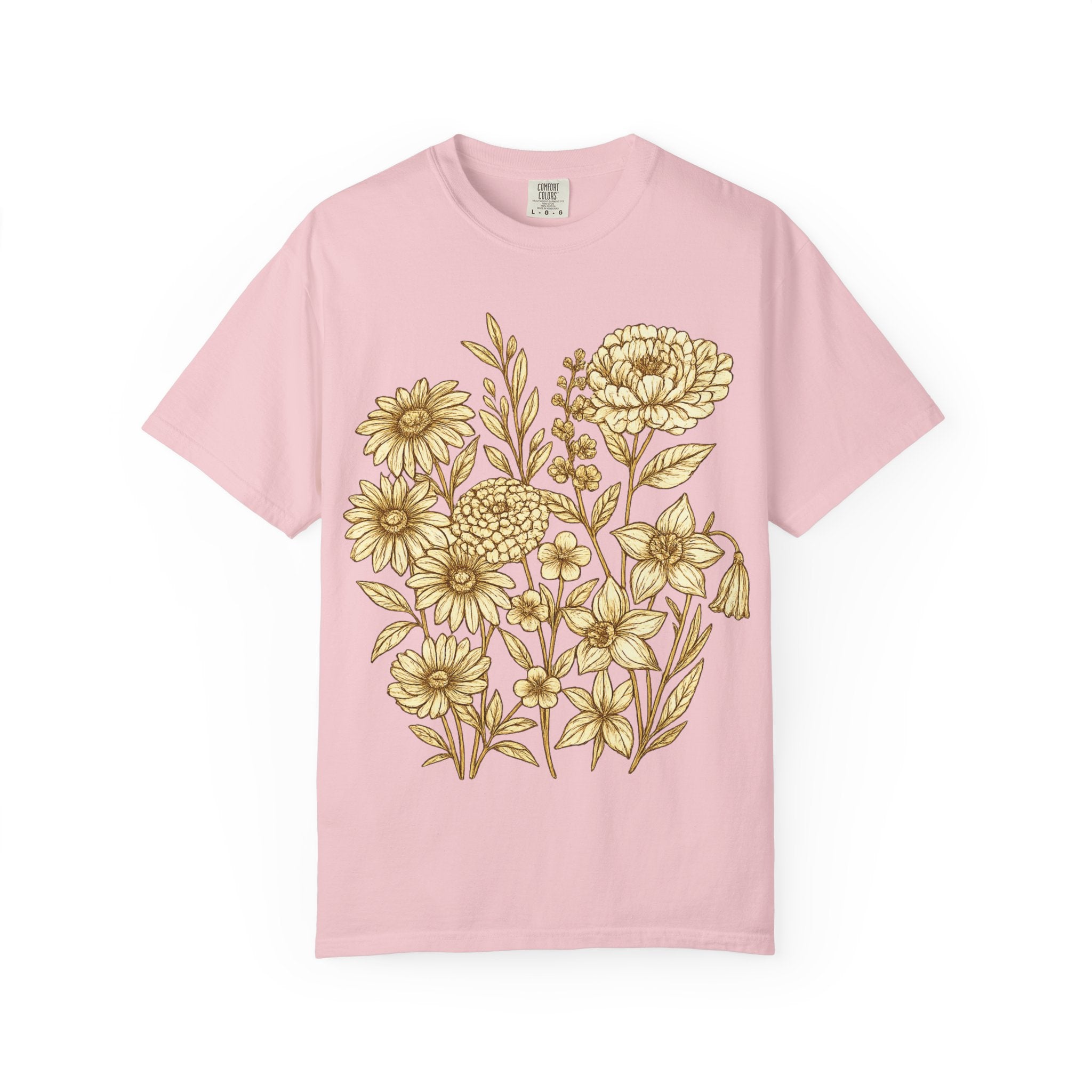 Comfort Colors® Vintage Pressed Flowers Shirt, Boho Cottagecore Shirt, Botanical Floral Tee Wildflowers Shirt Gift for Gardener Floral Shirt