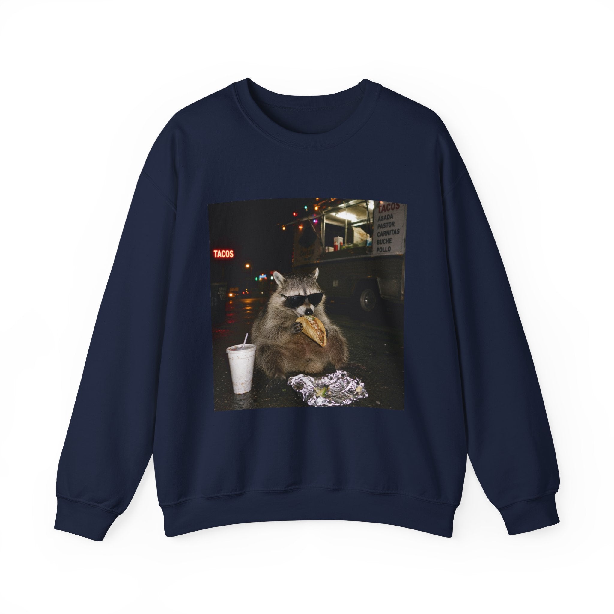 Raccoon eating a taco Sweater, Funny Raccoon Taco sweatshirt, Trash Panda Graphic hoodie, Mexican Food Lover Gift, Cinco de Mayo
