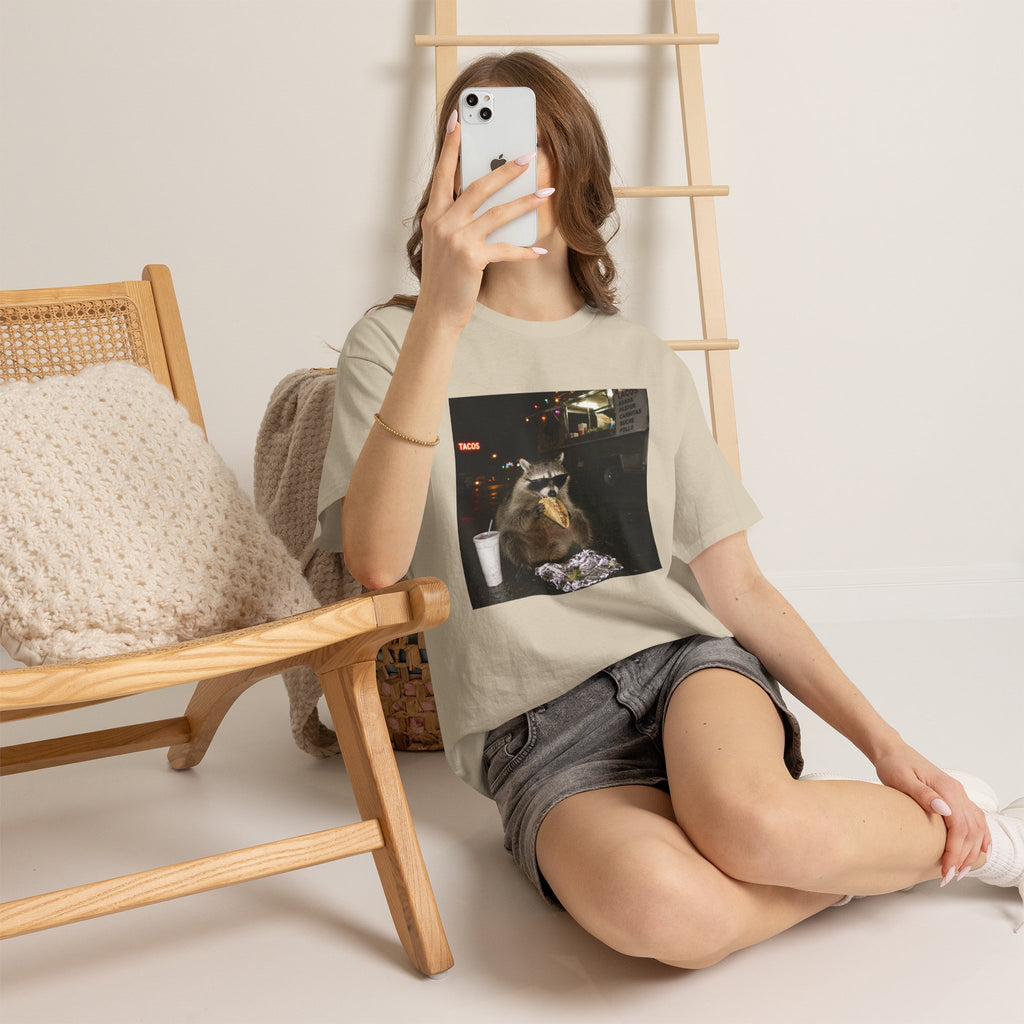 Raccoon Midnight Snack T-Shirt – Funny Urban Animal Photo Tee
