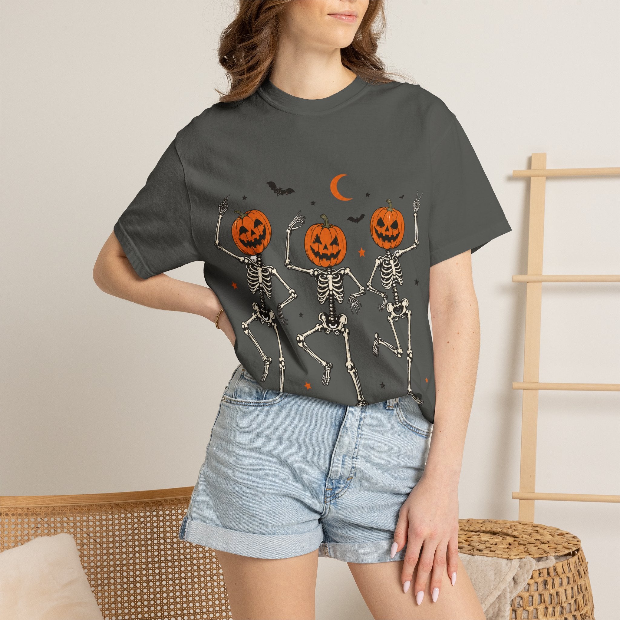 Dancing Skeleton Pumpkin Shirt, Retro Halloween Shirt, Womens Halloween Shirt, Cute Fall Shirt, Spooky Season, Pumpkin Face