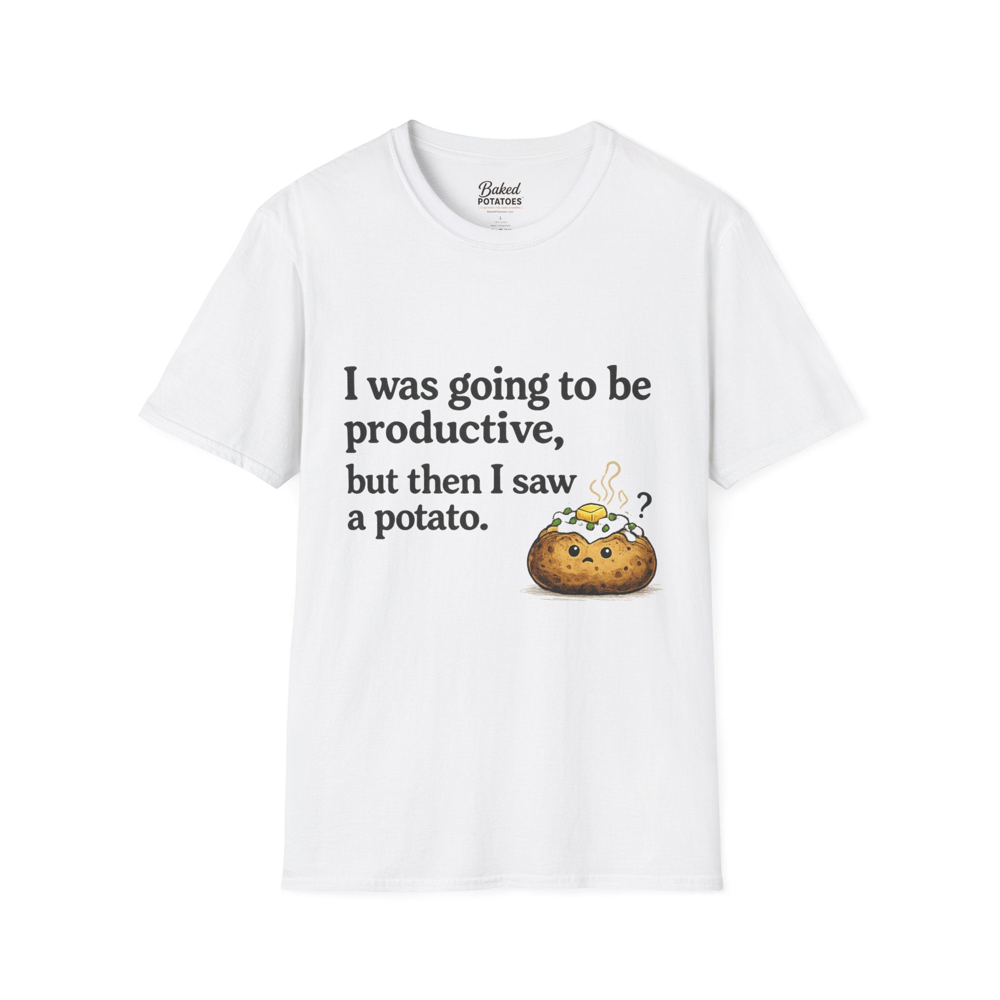 ADHD Funny Potato Tee – “I was going to be productive, but then I saw a potato.” Graphic T-Shirt