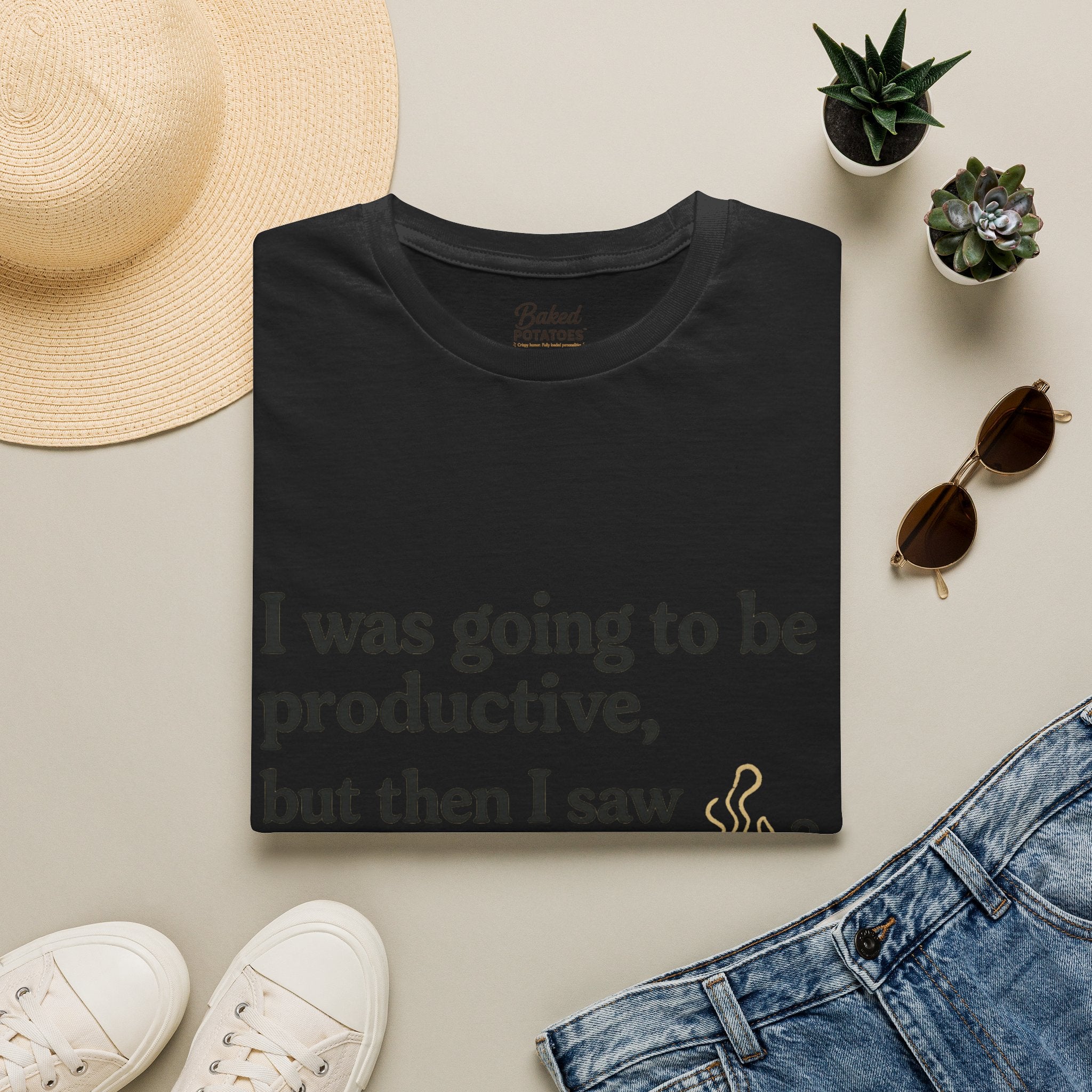 ADHD Funny Potato Tee – “I was going to be productive, but then I saw a potato.” Graphic T-Shirt