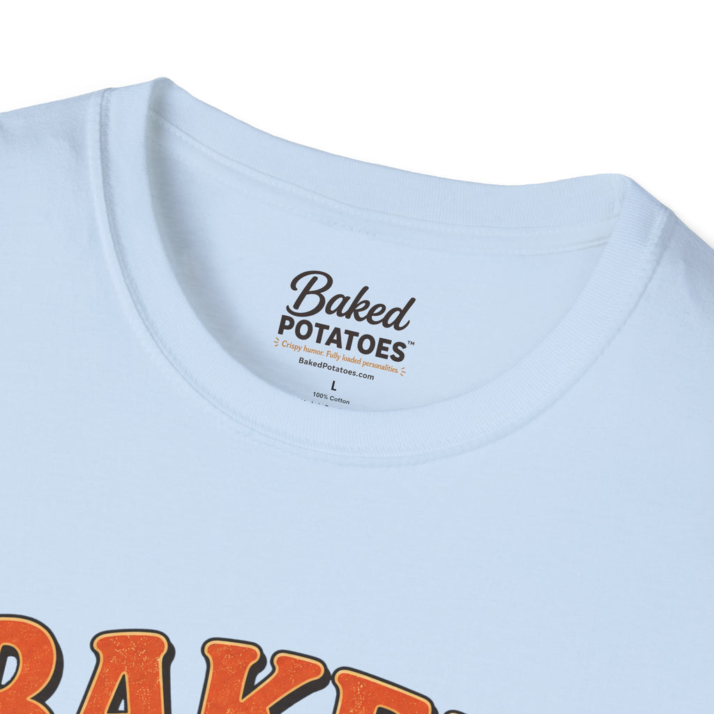 Beach T-Shirt "Baked and Beachy" | Beach Potato Graphic, Palm Tree, Sun, Relaxed