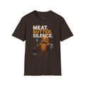 Funny Grilling T-Shirt — "Meat. Butter. Silence." BBQ Potato Graphic Tee Gift for Dad