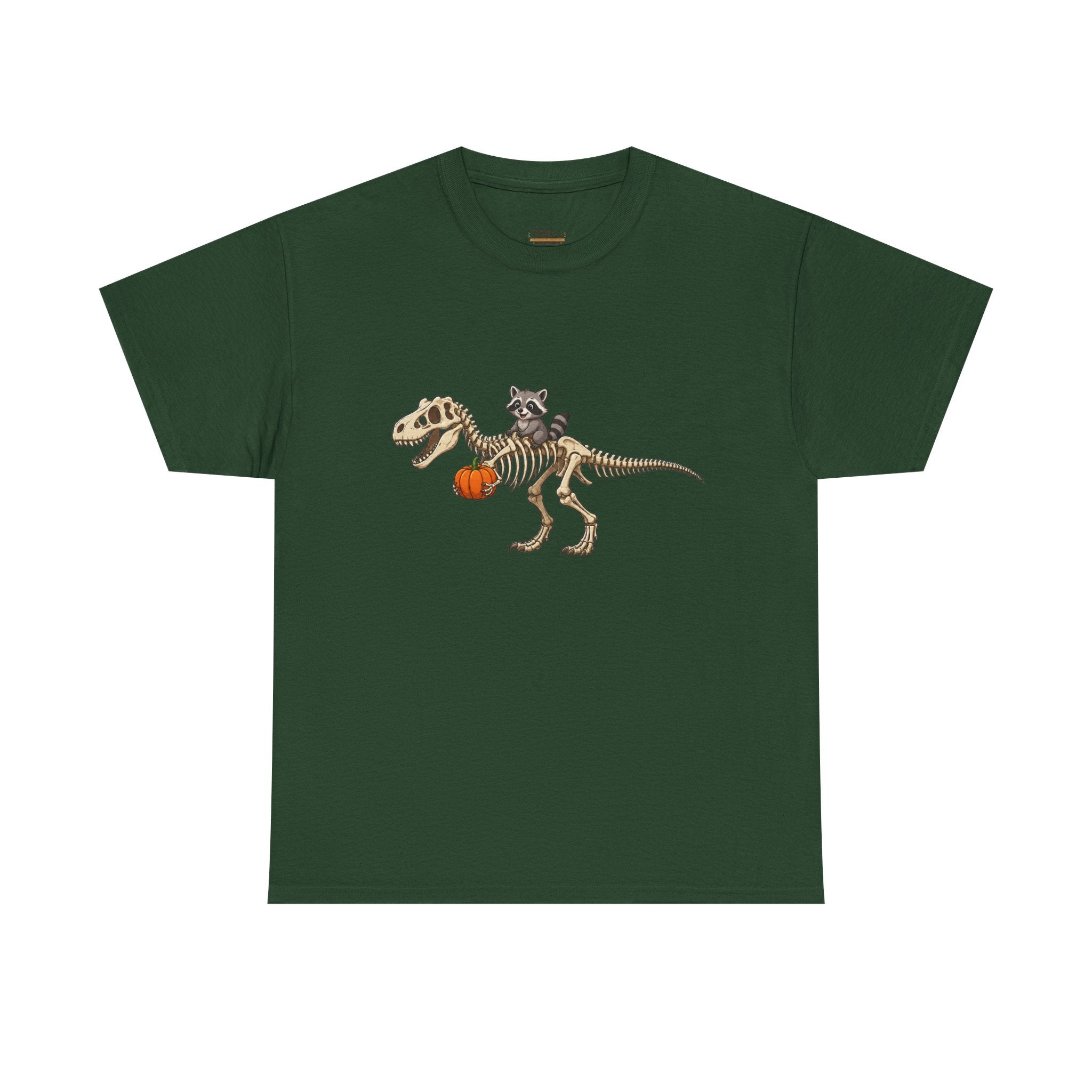 Raccoon Riding T-Rex Skeleton Tee Halloween Pumpkin Dinosaur Shirt funny raccoon halloween tshirt