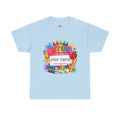 Personalized Teacher Back to School Shirt, Hello My Name Is Tee, Custom Teacher Name Tag Shirt, Bright School Supplies Tee Gift for Teachers