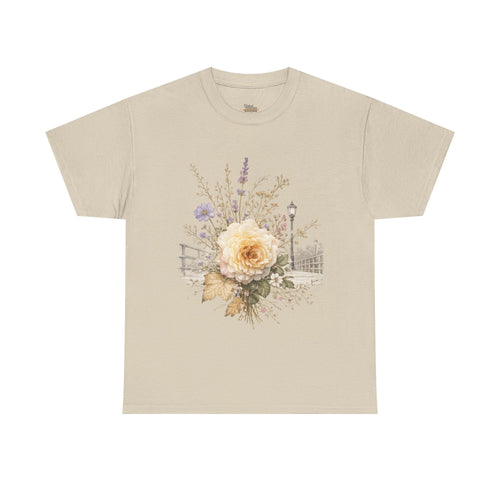 Cream Rose Cottagecore T-Shirt | Botanical Floral Tee | Soft Vintage Garden Shirt