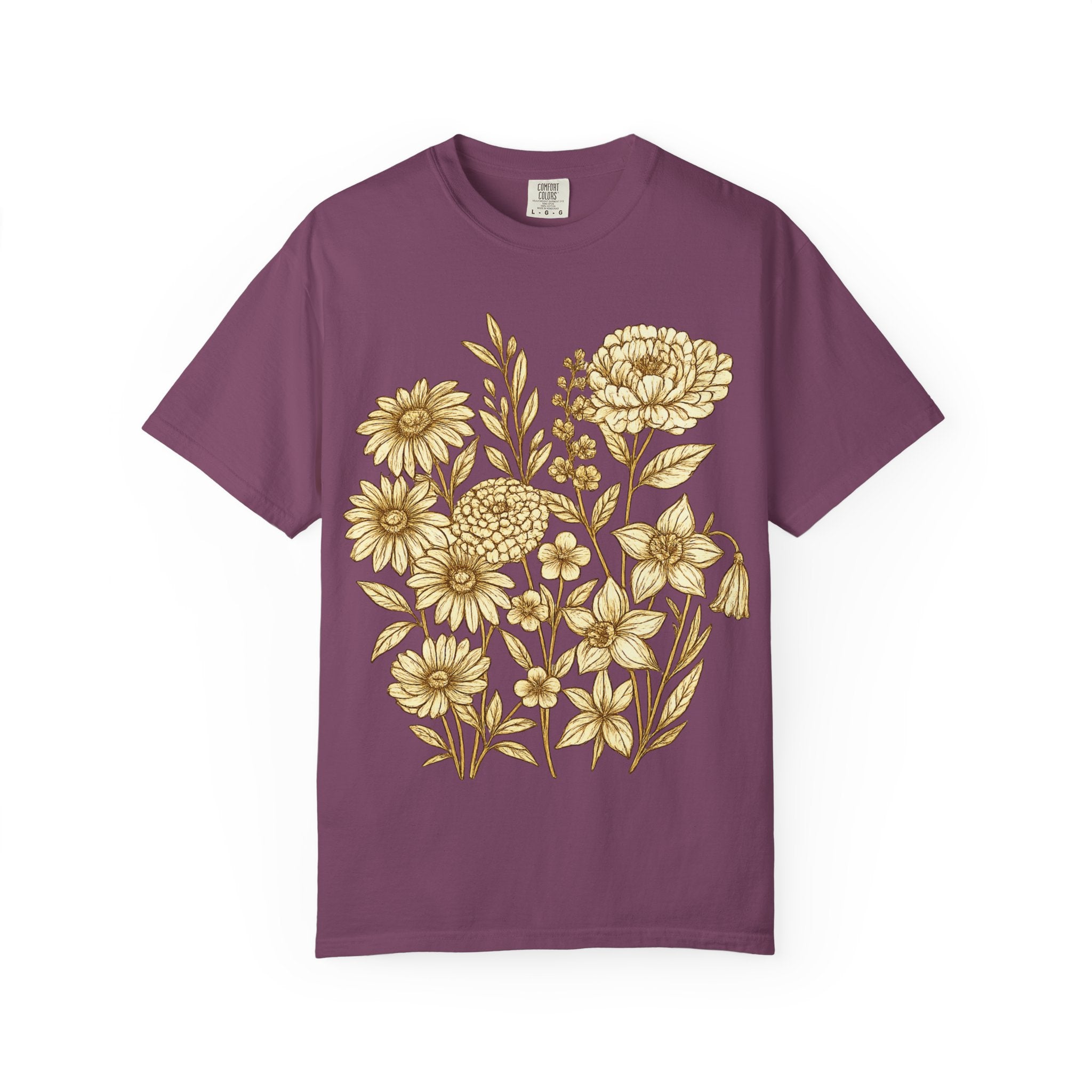 Comfort Colors® Vintage Pressed Flowers Shirt, Boho Cottagecore Shirt, Botanical Floral Tee Wildflowers Shirt Gift for Gardener Floral Shirt