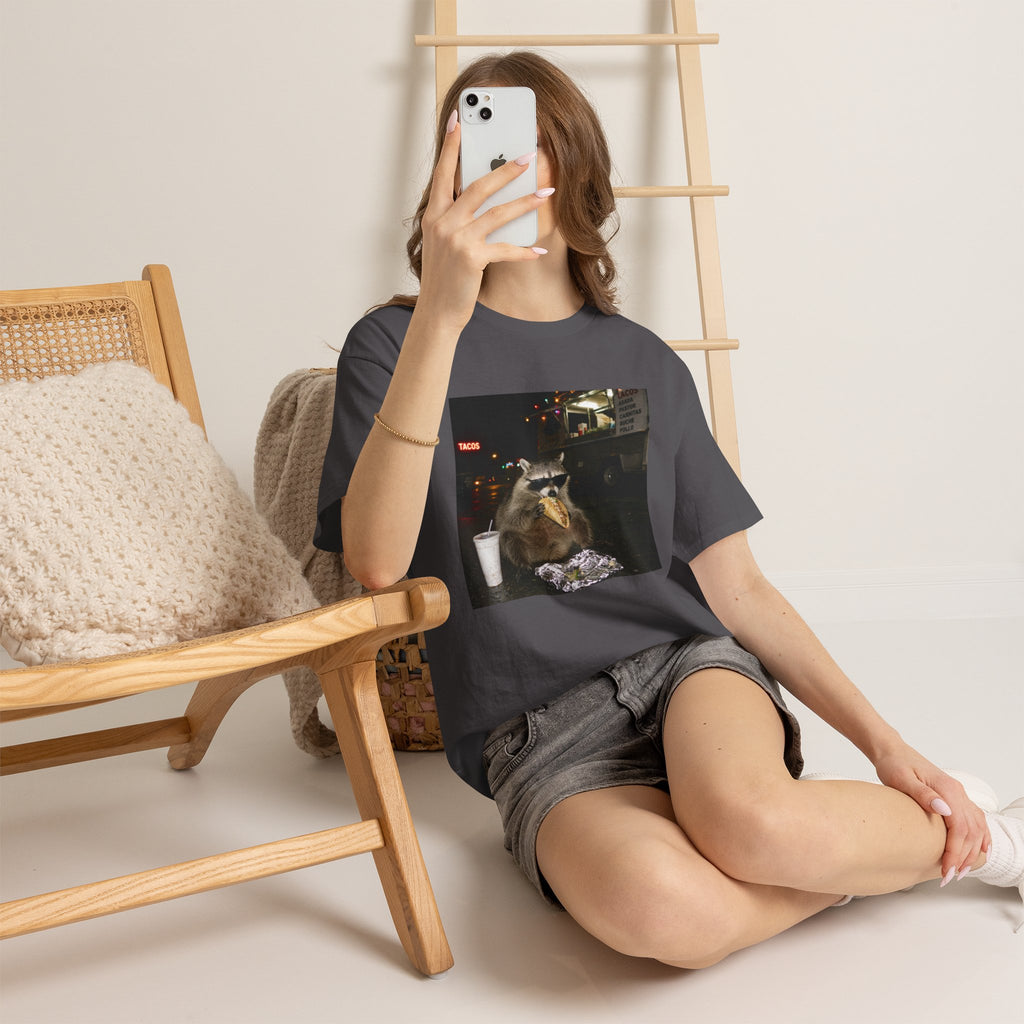 Raccoon Midnight Snack T-Shirt – Funny Urban Animal Photo Tee