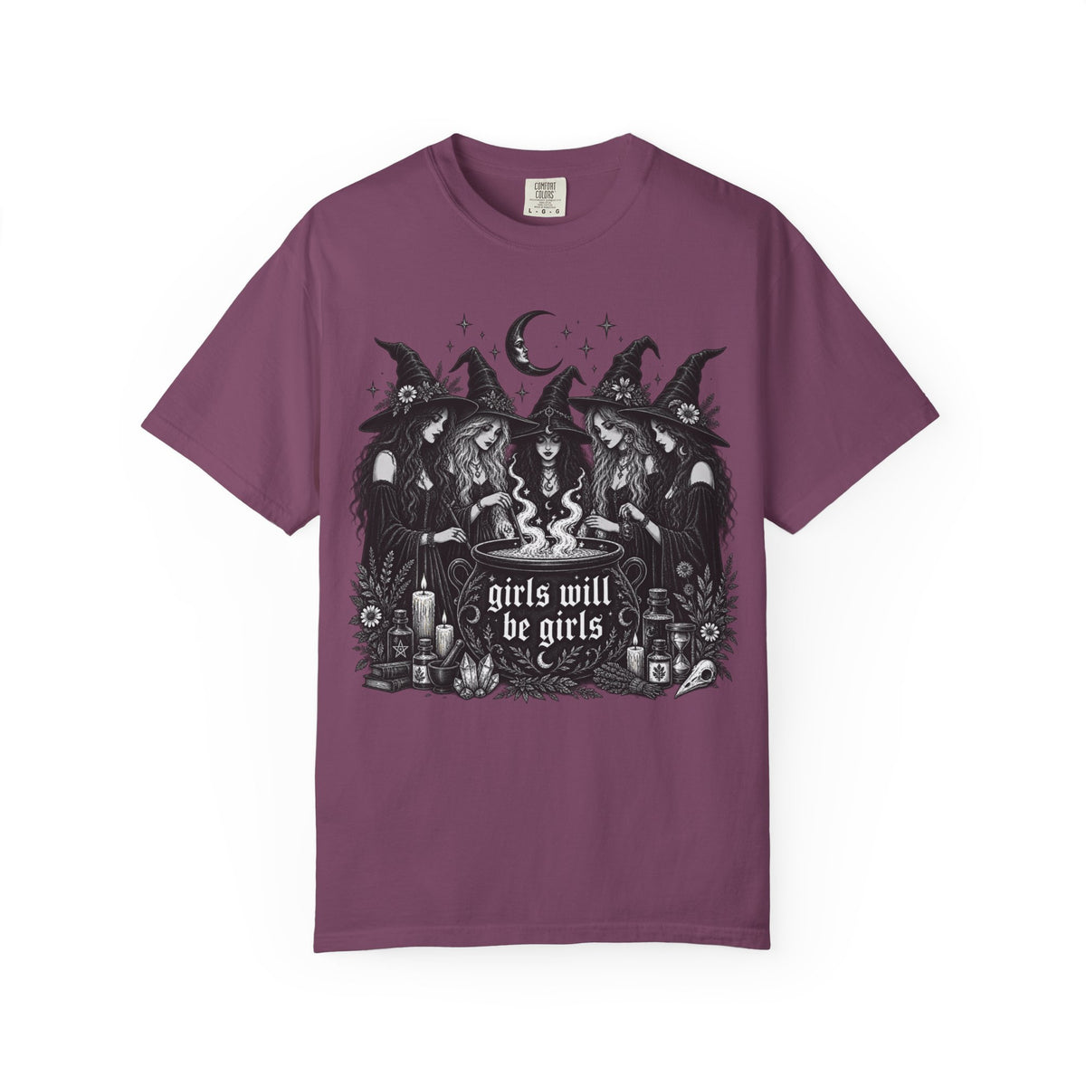 Comfort Colors Girls Will Be Girls Witch Tshirt, Vintage Halloween Women Shirt, Feminist Witch Shirt,Feminist Shirt