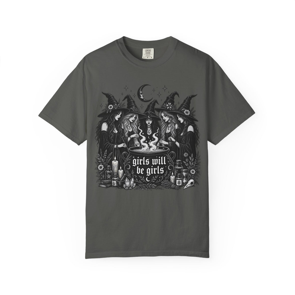 Comfort Colors Girls Will Be Girls Witch Tshirt, Vintage Halloween Women Shirt, Feminist Witch Shirt,Feminist Shirt