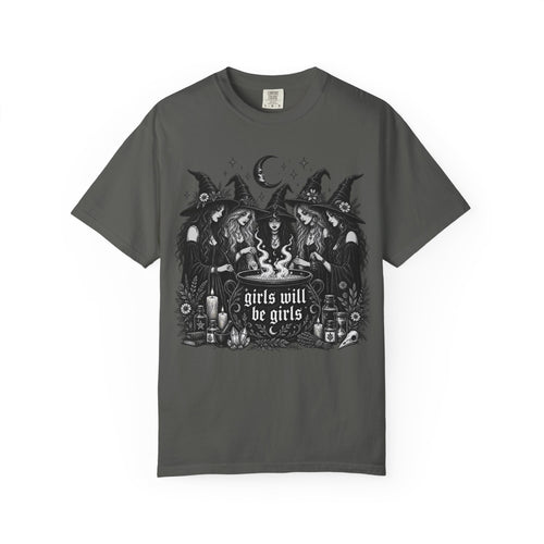 Comfort Colors Girls Will Be Girls Witch Tshirt, Vintage Halloween Women Shirt, Feminist Witch Shirt,Feminist Shirt