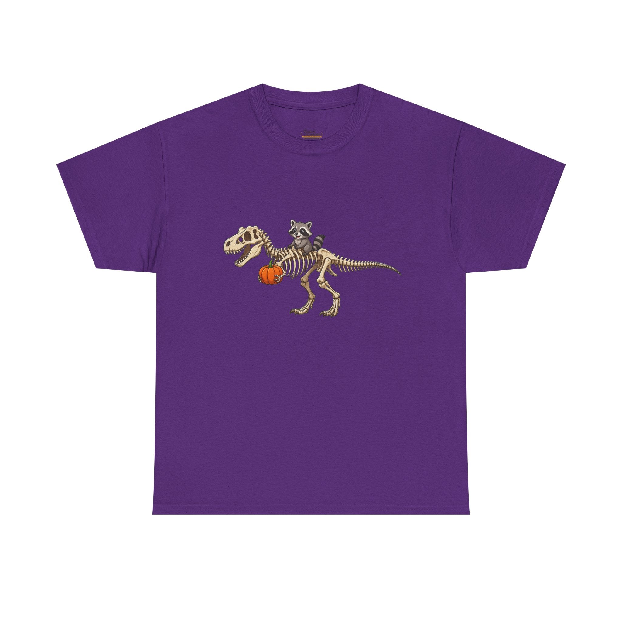 Raccoon Riding T-Rex Skeleton Tee Halloween Pumpkin Dinosaur Shirt funny raccoon halloween tshirt