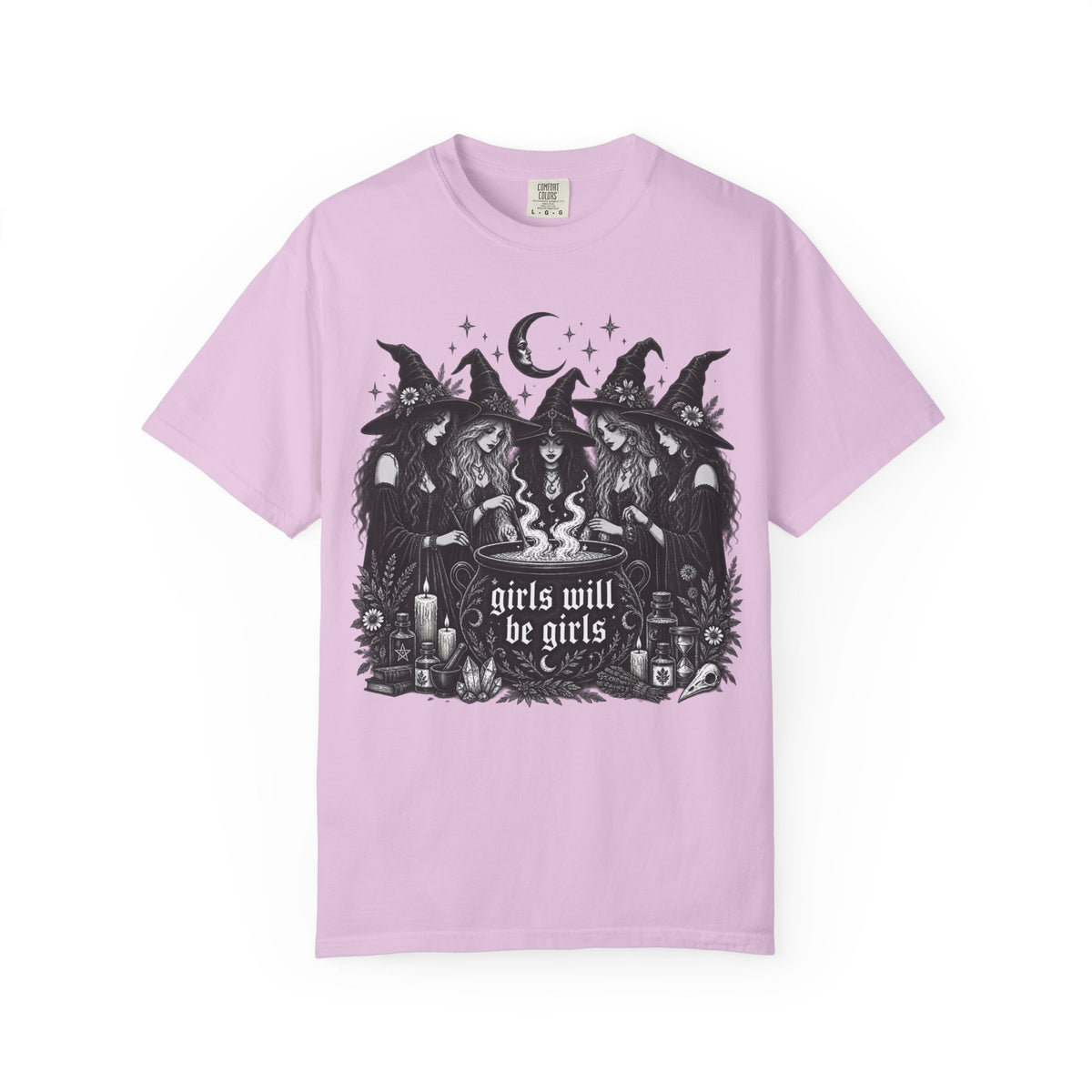 Comfort Colors Girls Will Be Girls Witch Tshirt, Vintage Halloween Women Shirt, Feminist Witch Shirt,Feminist Shirt