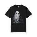Ghost and Black Cat T-Shirt Cute Halloween Spirit Tee meh cat and smiling ghost shirt