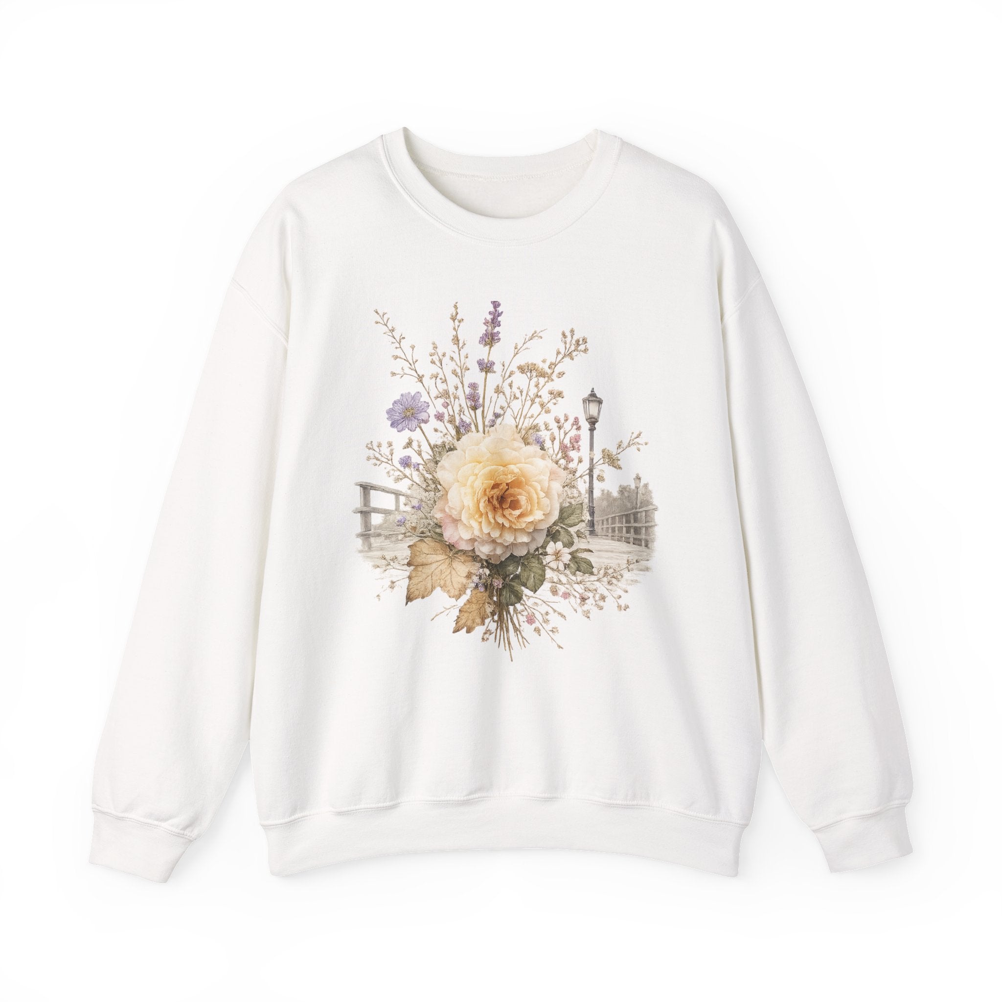Cream Rose Cottagecore sweatshirt Botanical Floral sweater  Soft Vintage Garden hoodie