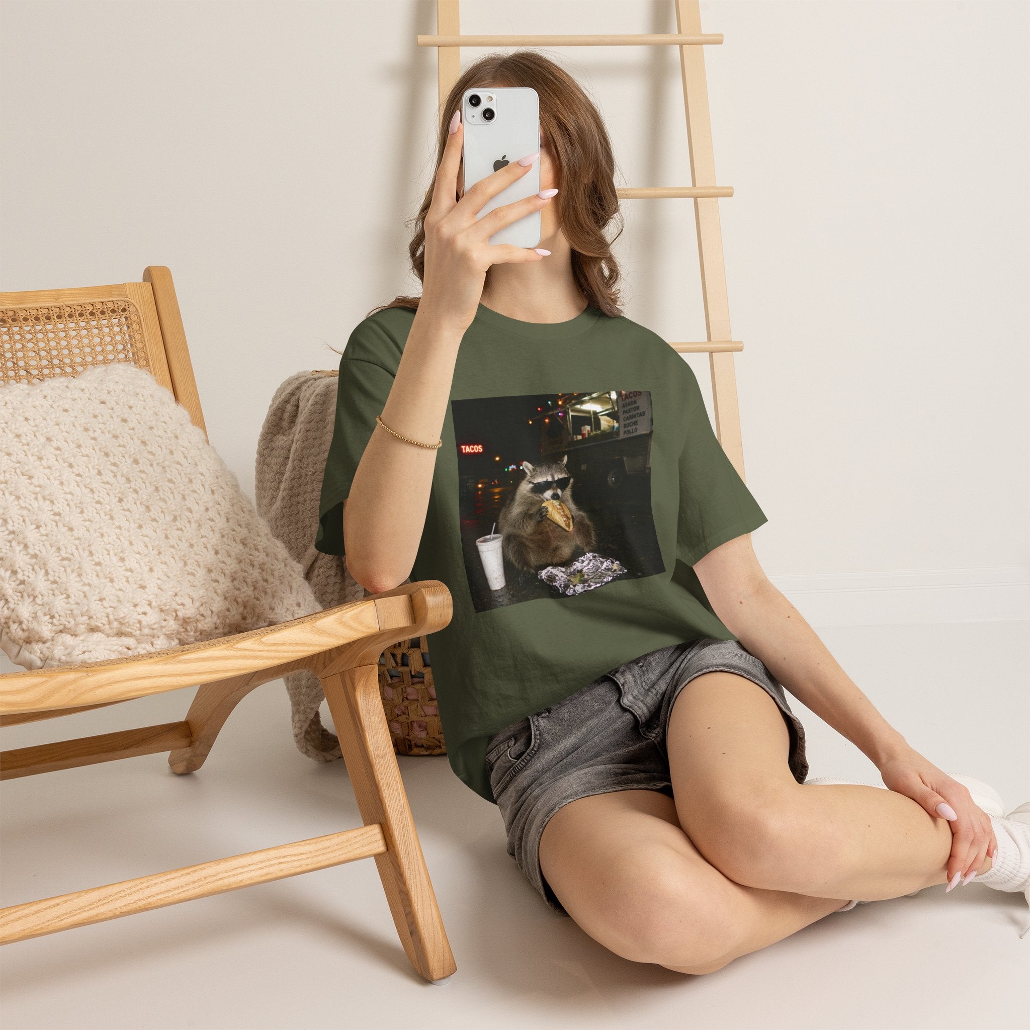 Raccoon Midnight Snack T-Shirt – Funny Urban Animal Photo Tee