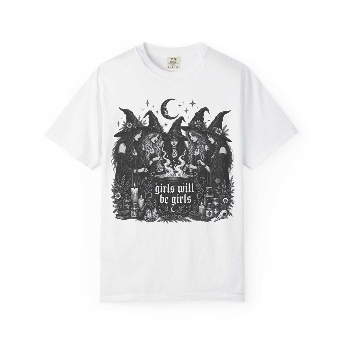 Comfort Colors Girls Will Be Girls Witch Tshirt, Vintage Halloween Women Shirt, Feminist Witch Shirt,Feminist Shirt