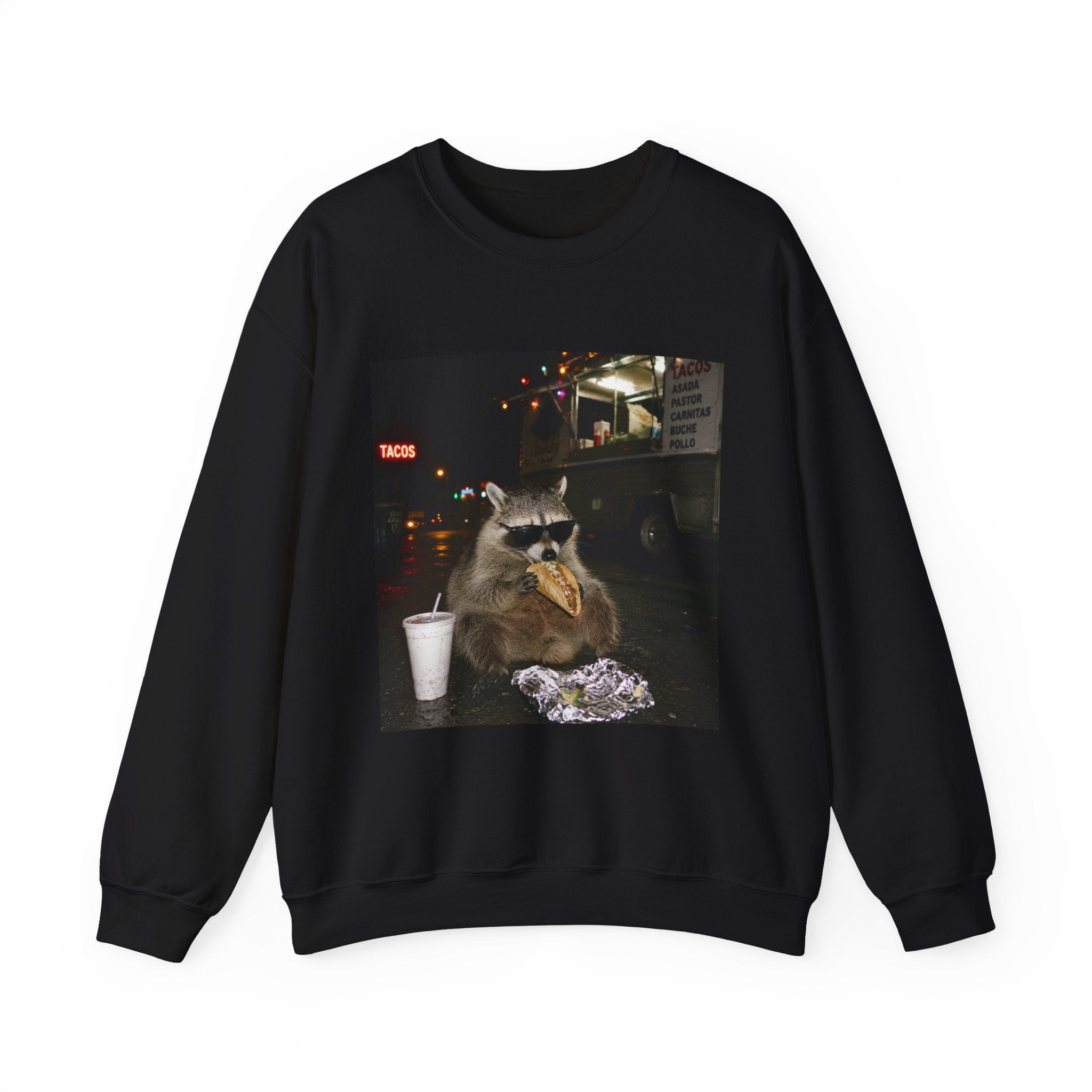 Raccoon eating a taco Sweater, Funny Raccoon Taco sweatshirt, Trash Panda Graphic hoodie, Mexican Food Lover Gift, Cinco de Mayo