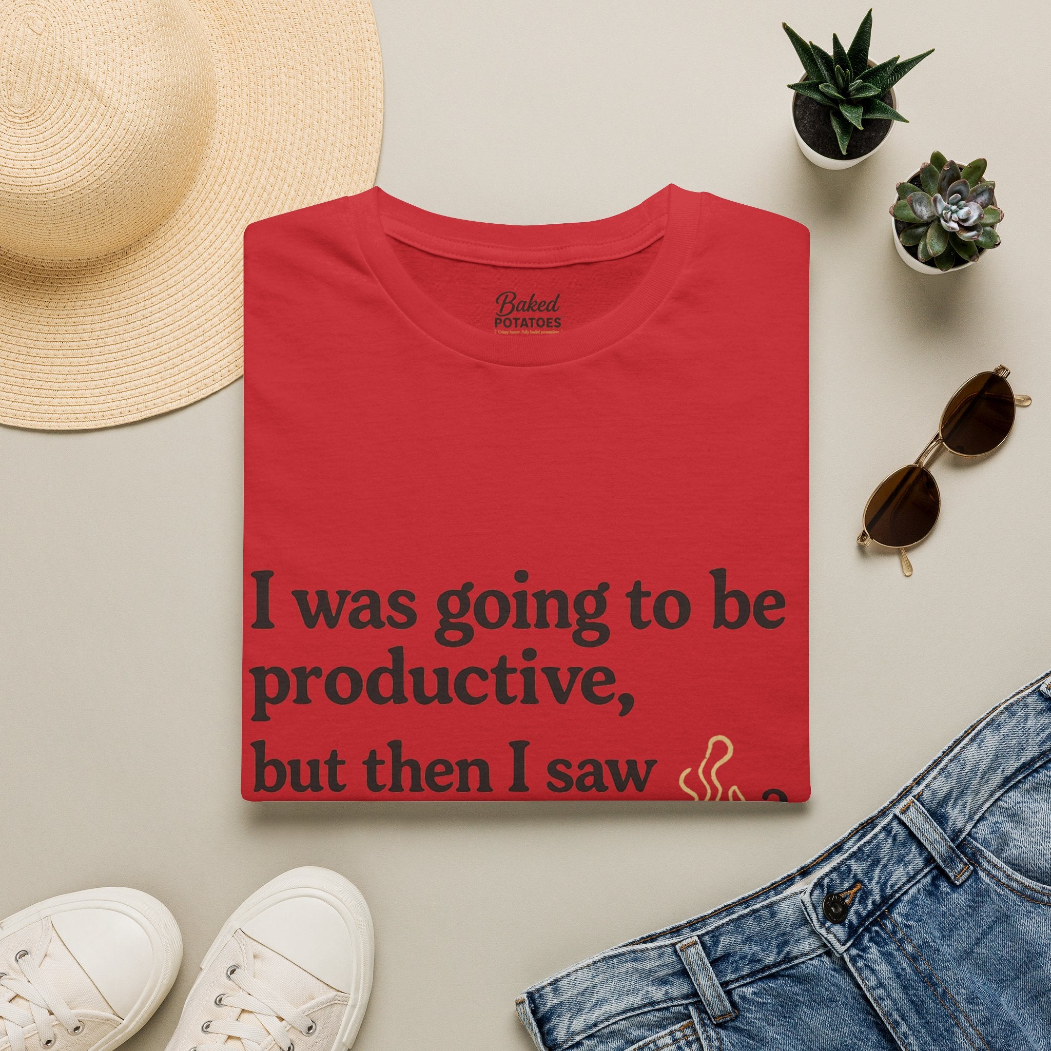 ADHD Funny Potato Tee – “I was going to be productive, but then I saw a potato.” Graphic T-Shirt
