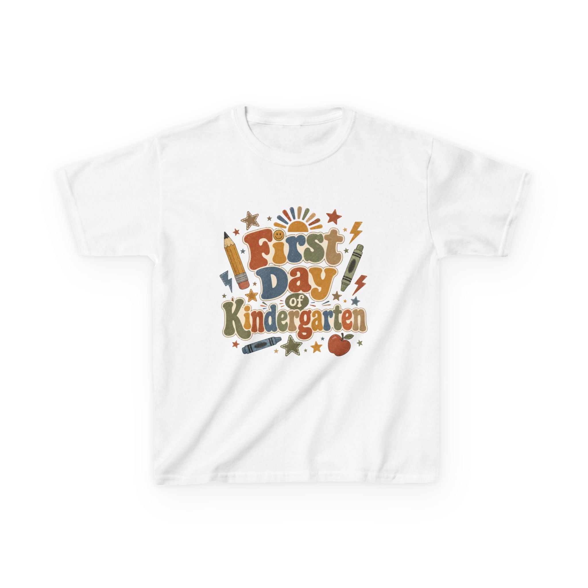 First Day of Kindergarten Boy Shirt, Retro Kindergarten Tee, Back to School Shirt, Groovy Neutral School Tee, Kids First Day Outfit for Boys
