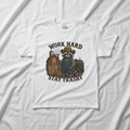Work Hard Stay Trashy Raccoon Shirt, Funny Farm Raccoon Tee, Country Humor Graphic T-Shirt, Trash Panda Gift