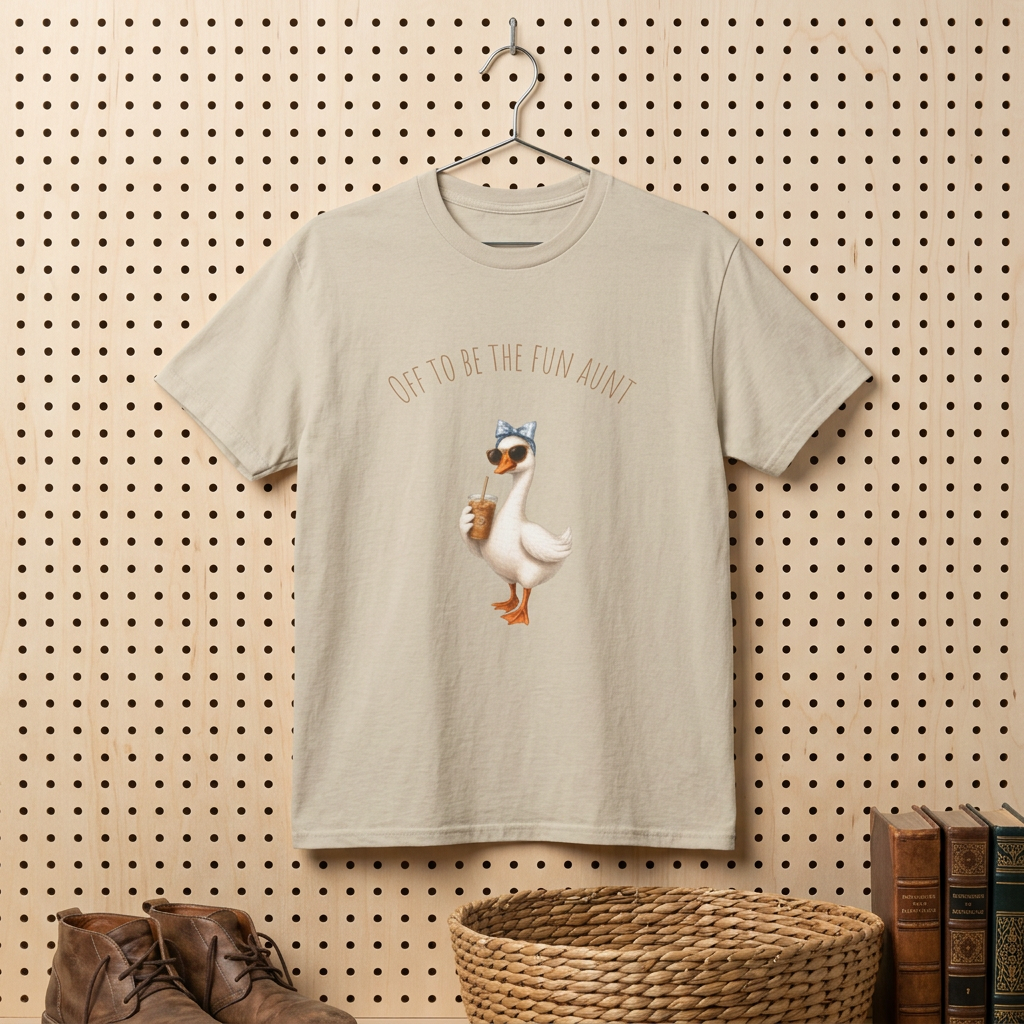 Funny Aunt Goose,Gift for Aunt, Off To Be Fun Aunt Tee Aunt Gift, Pregnancy Announcement for Sister, Future Aunt Tee, iced coffee shirt