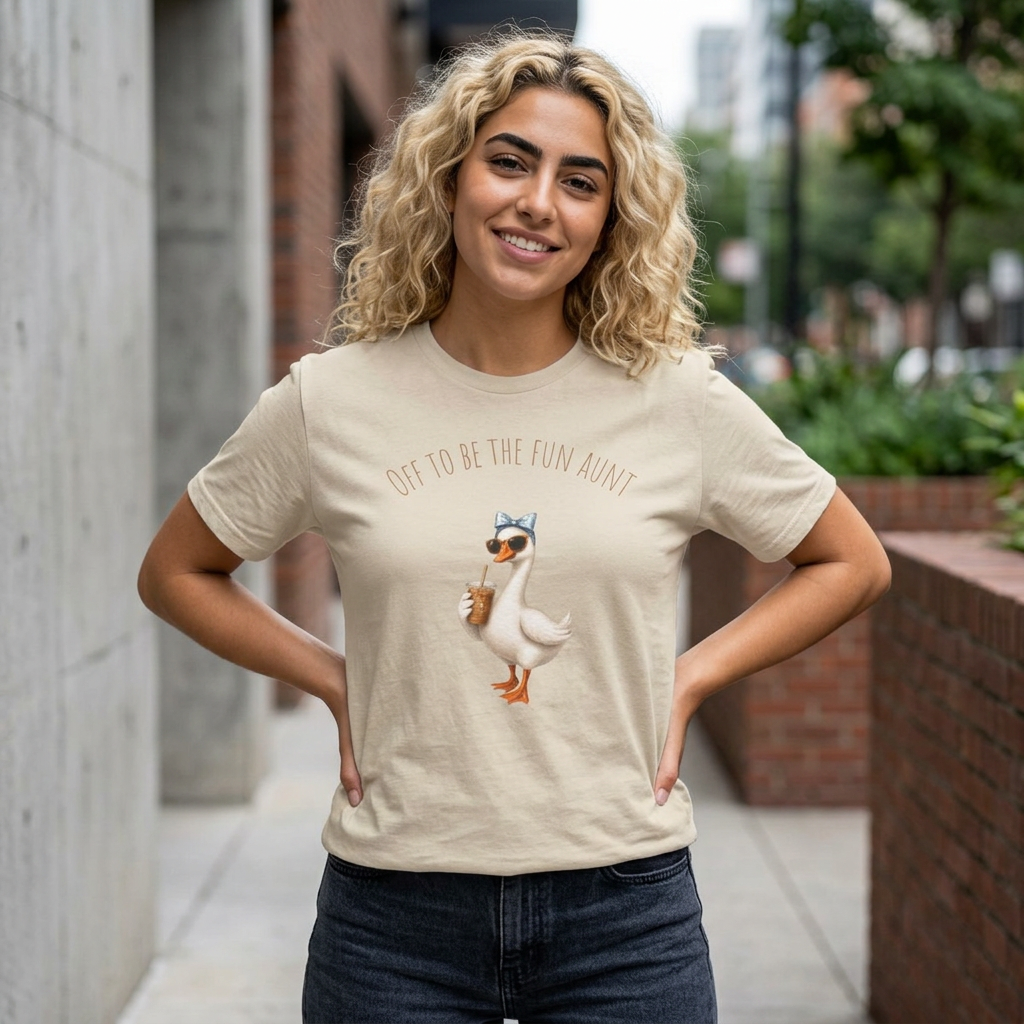 Funny Aunt Goose,Gift for Aunt, Off To Be Fun Aunt Tee Aunt Gift, Pregnancy Announcement for Sister, Future Aunt Tee, iced coffee shirt