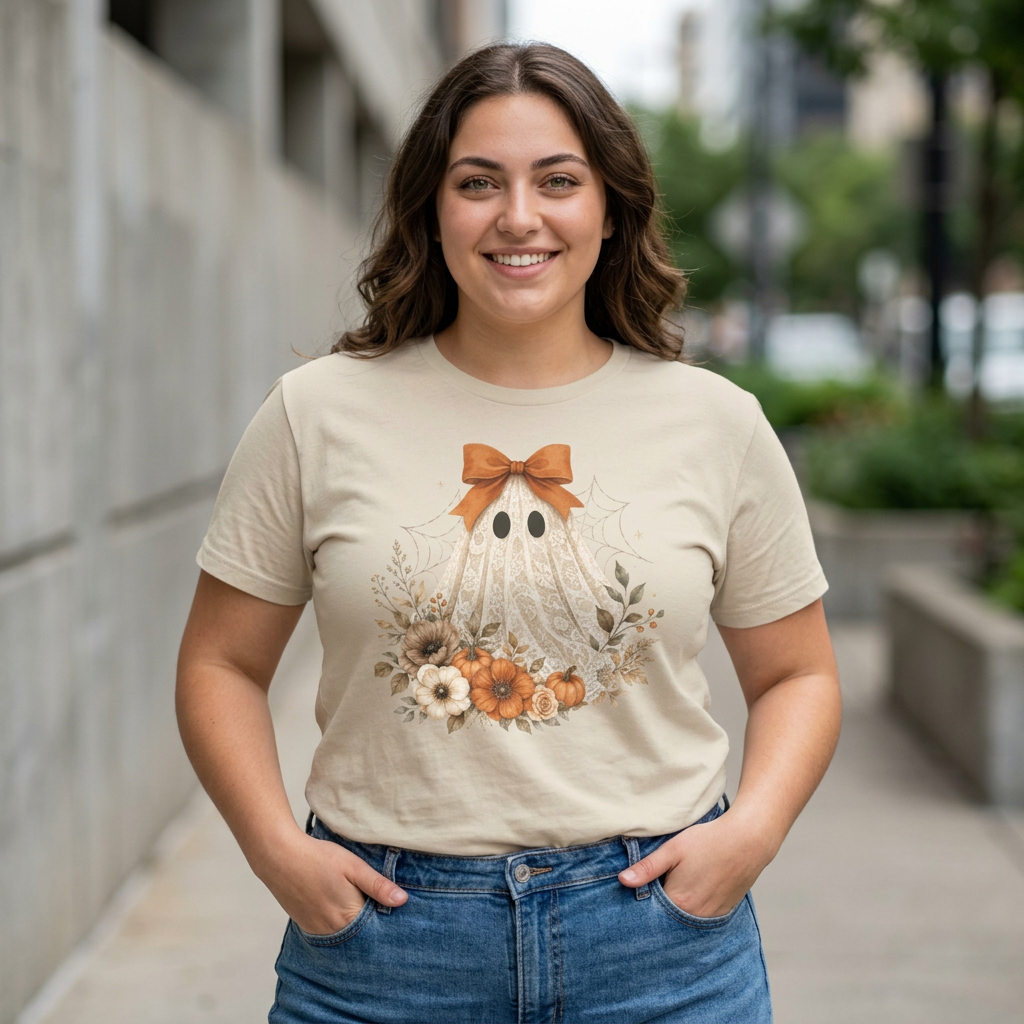 Ghost with Fall Flowers T-Shirt