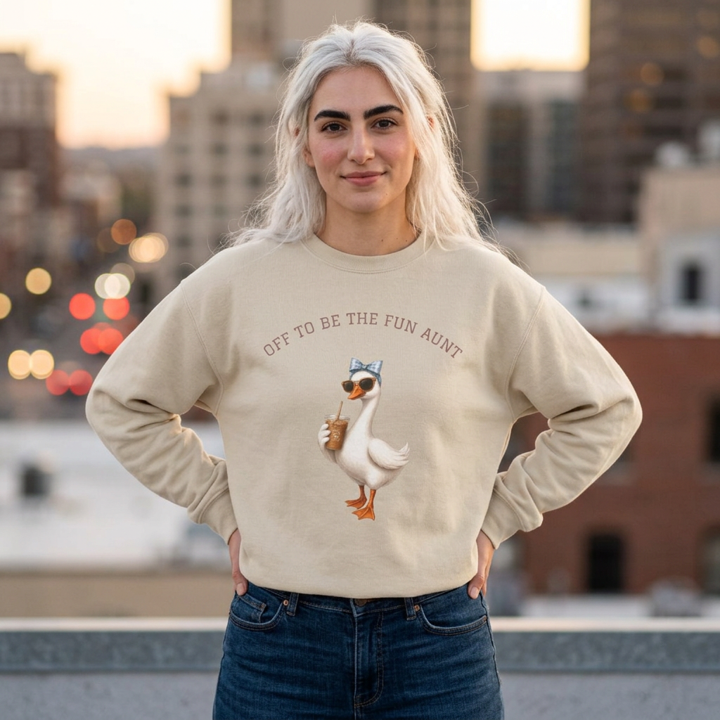 Funny Aunt Goose Gift for Aunt  Off To Be Fun Aunt SWEATER Aunt Gift  Pregnancy Announcement for Sister  Future Aunt HOODIE  iced coffee SWEATSHIRT