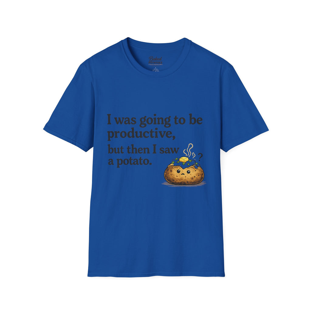 ADHD Funny Potato Tee – “I was going to be productive, but then I saw a potato.” Graphic T-Shirt