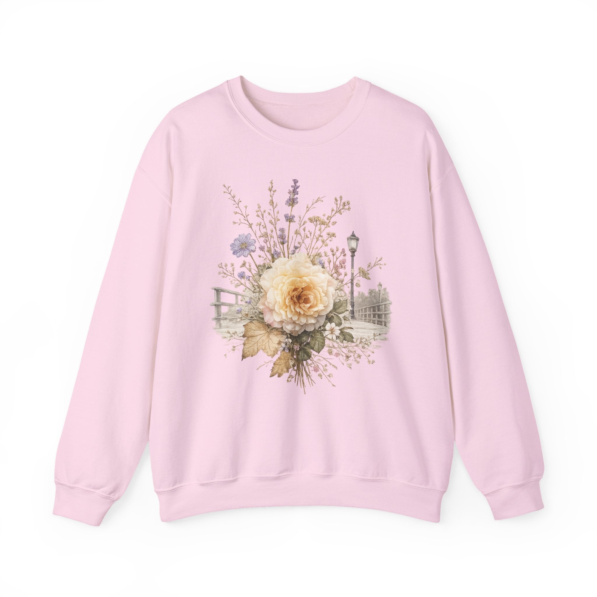 Cream Rose Cottagecore sweatshirt Botanical Floral sweater  Soft Vintage Garden hoodie