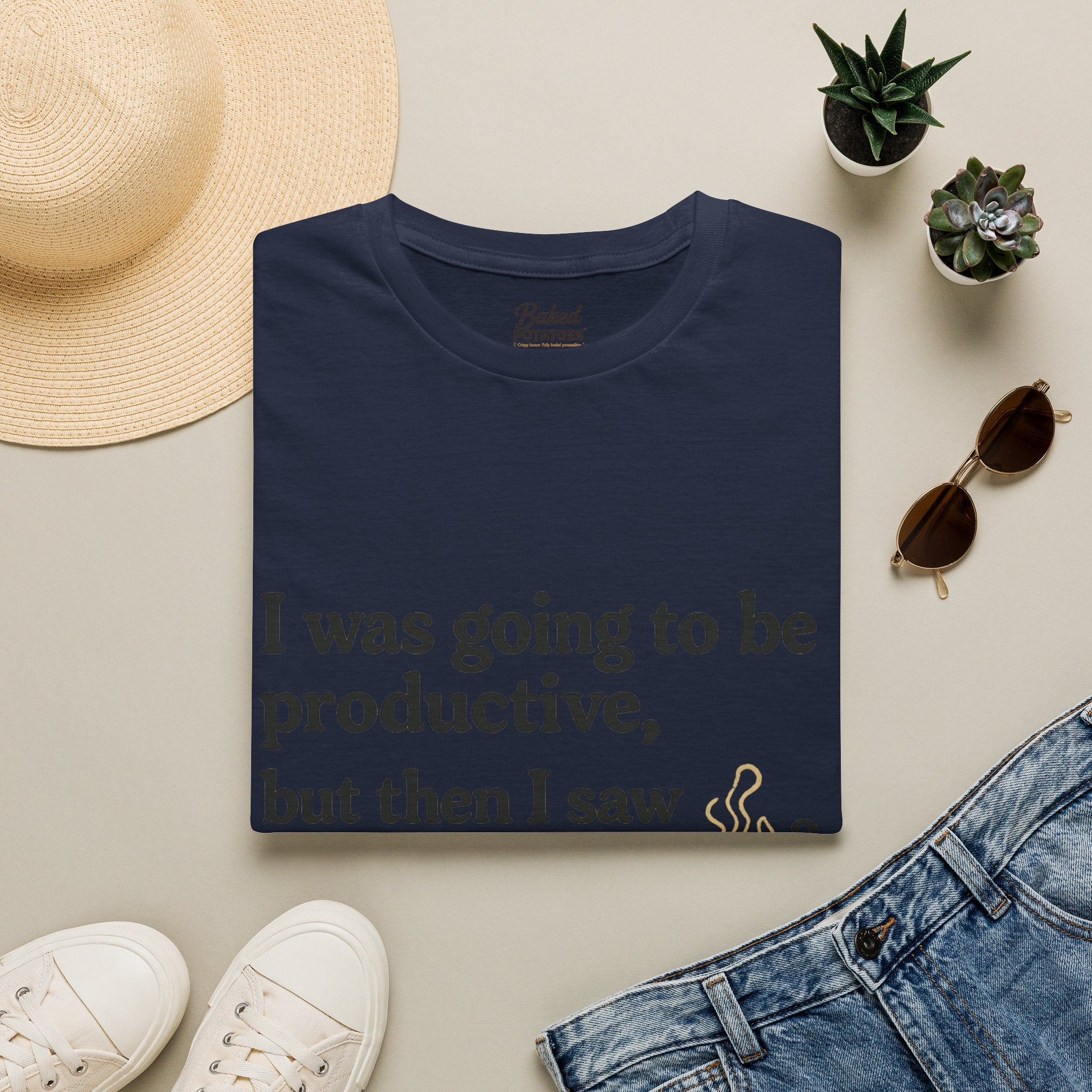 ADHD Funny Potato Tee – “I was going to be productive, but then I saw a potato.” Graphic T-Shirt