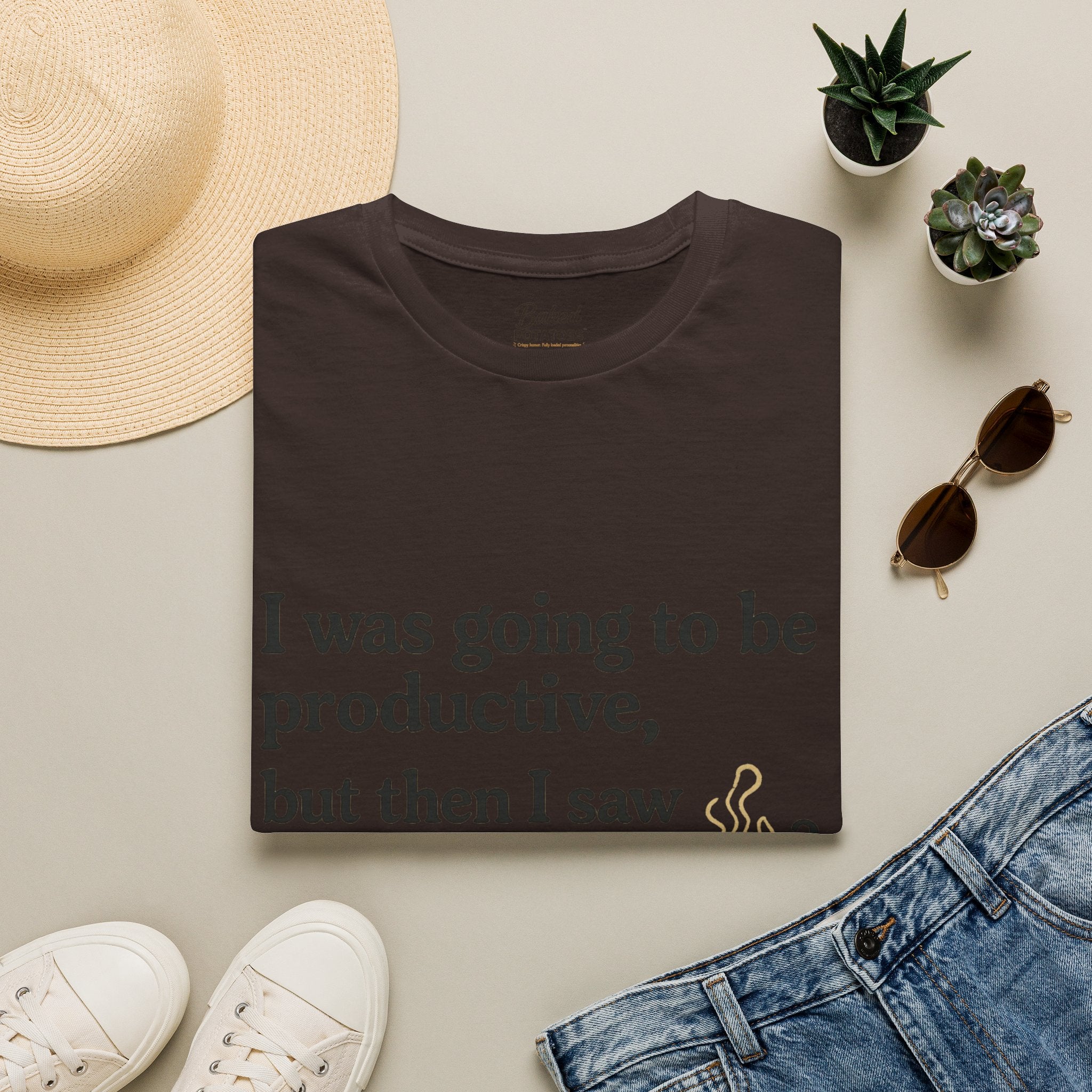 ADHD Funny Potato Tee – “I was going to be productive, but then I saw a potato.” Graphic T-Shirt