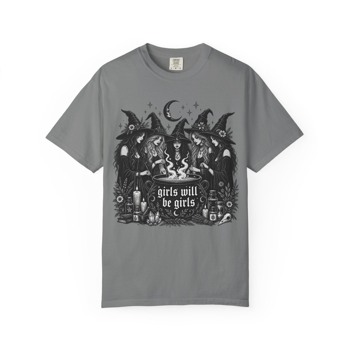 Comfort Colors Girls Will Be Girls Witch Tshirt, Vintage Halloween Women Shirt, Feminist Witch Shirt,Feminist Shirt