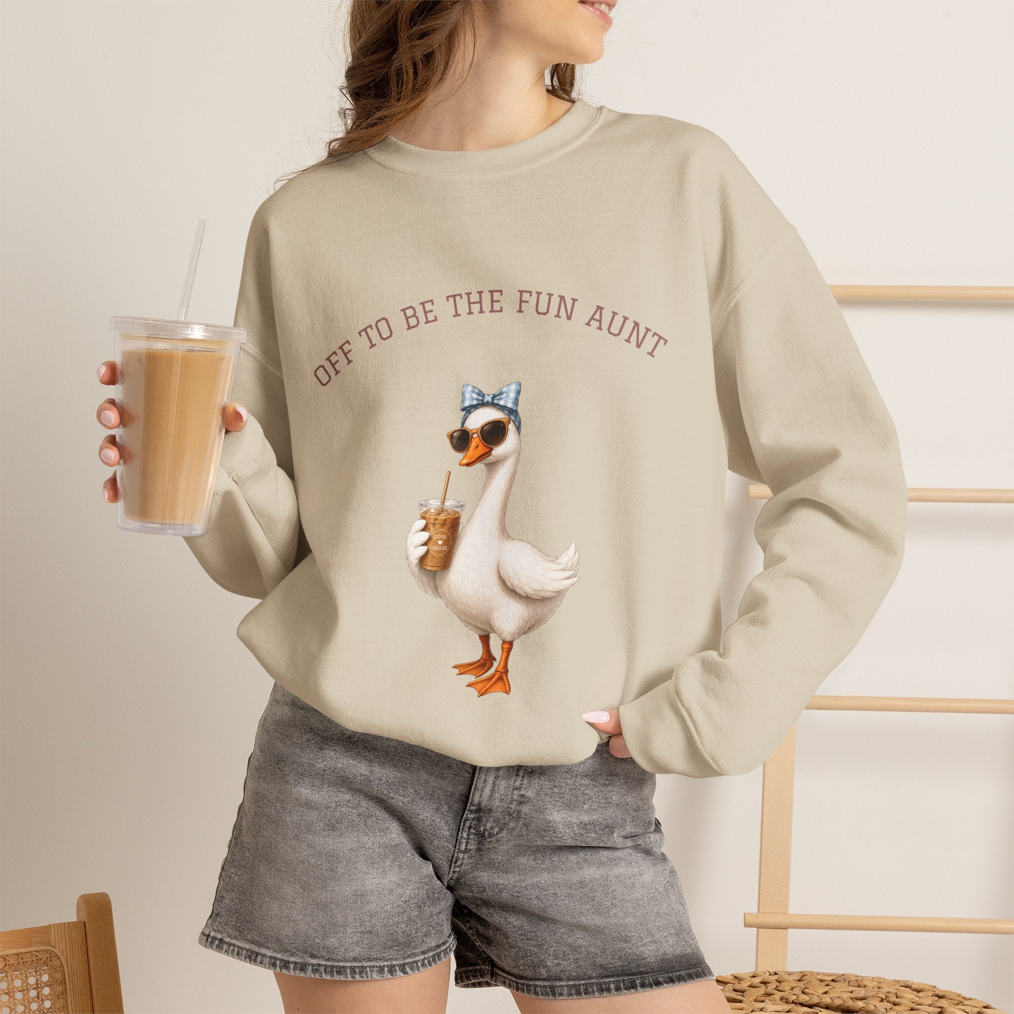 Funny Aunt Goose Gift for Aunt  Off To Be Fun Aunt SWEATER Aunt Gift  Pregnancy Announcement for Sister  Future Aunt HOODIE  iced coffee SWEATSHIRT