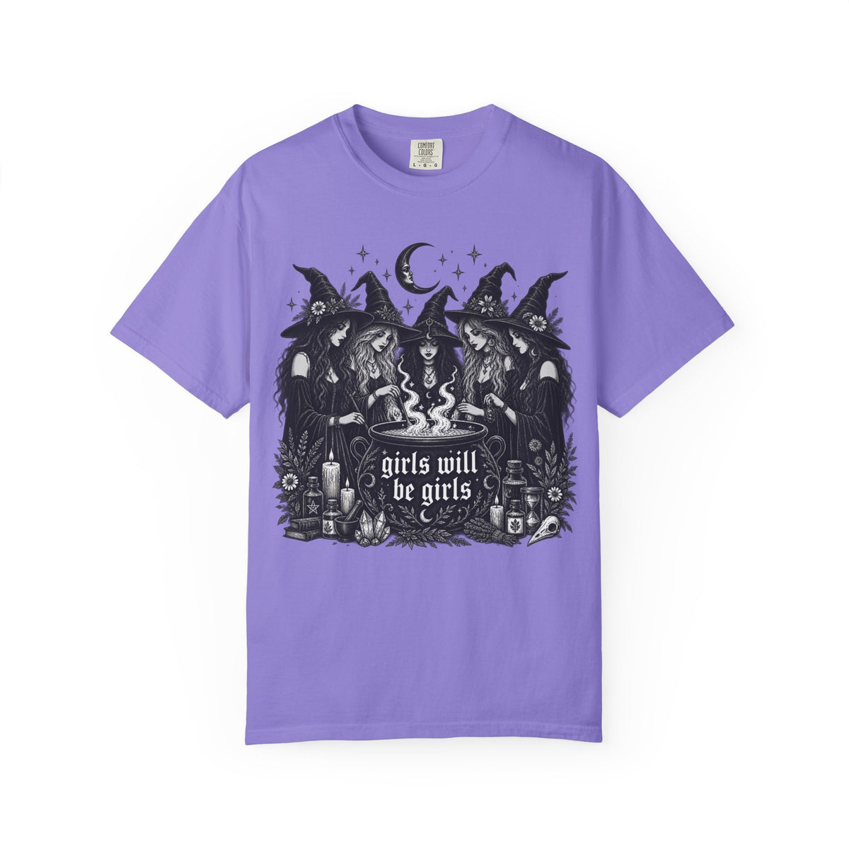 Comfort Colors Girls Will Be Girls Witch Tshirt, Vintage Halloween Women Shirt, Feminist Witch Shirt,Feminist Shirt