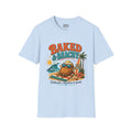 Beach T-Shirt "Baked and Beachy" | Beach Potato Graphic, Palm Tree, Sun, Relaxed