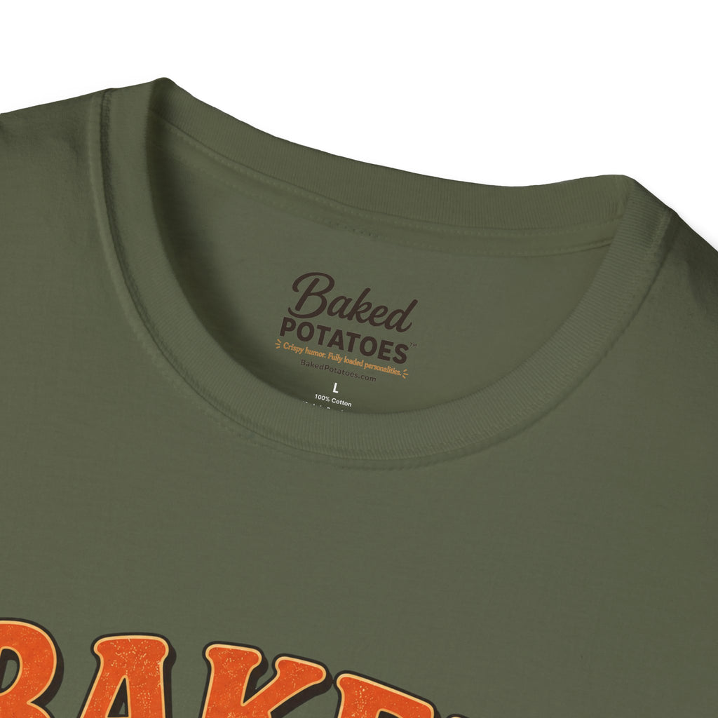 Beach T-Shirt "Baked and Beachy" | Beach Potato Graphic, Palm Tree, Sun, Relaxed