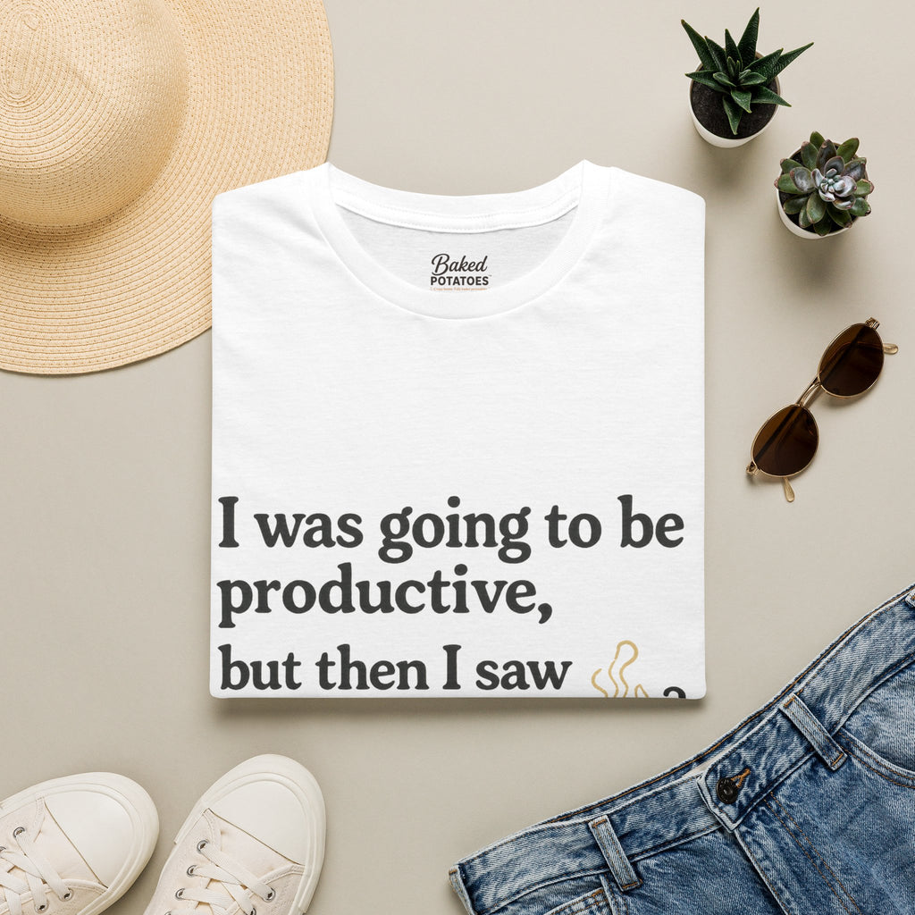 ADHD Funny Potato Tee – “I was going to be productive, but then I saw a potato.” Graphic T-Shirt