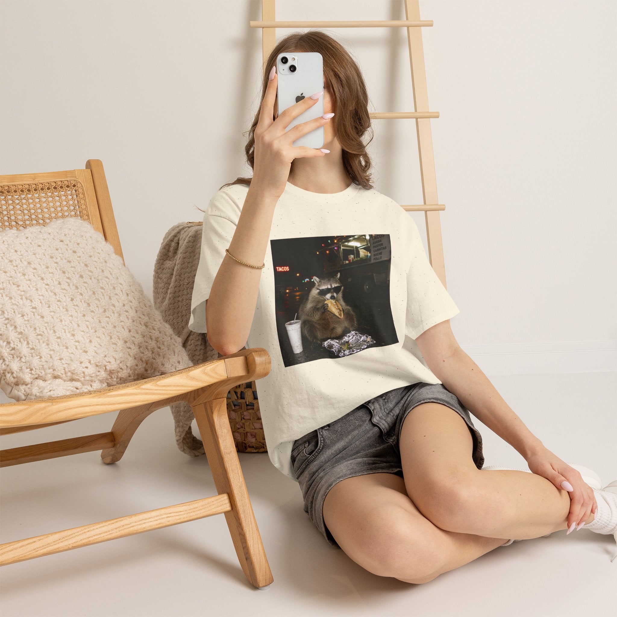Raccoon Midnight Snack T-Shirt – Funny Urban Animal Photo Tee