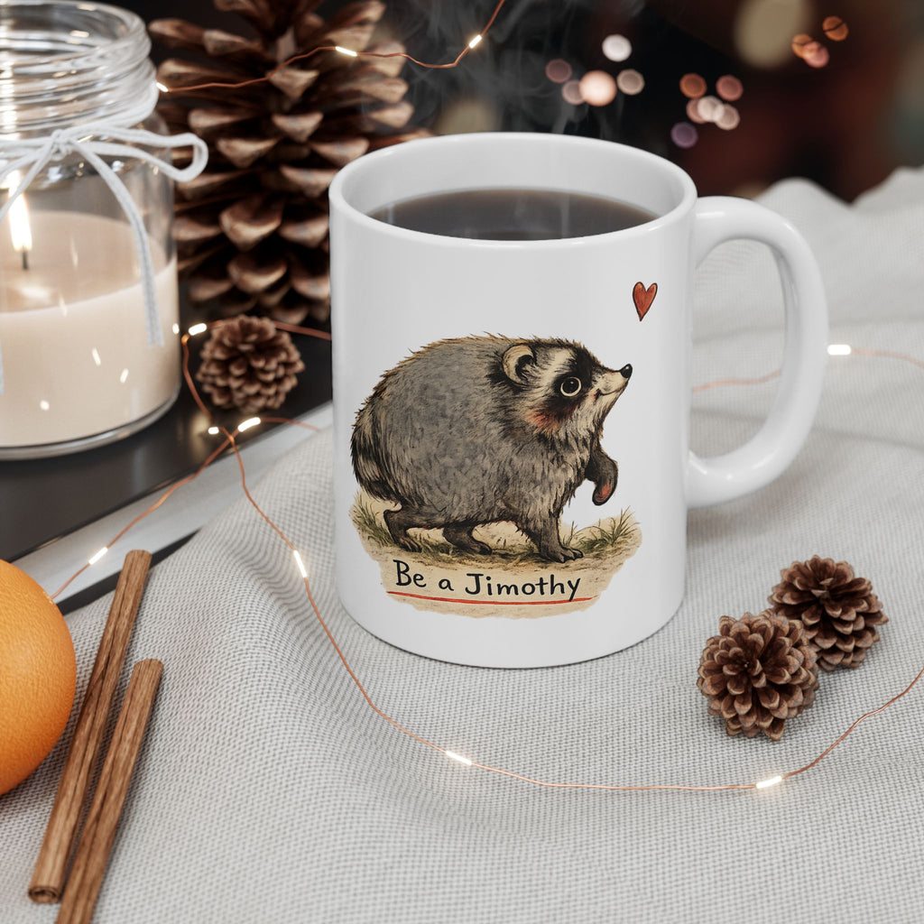 Jimothy Raccoon Mug silly raccoon coffee cup be a Jimothy  Seattles cutest raccoon