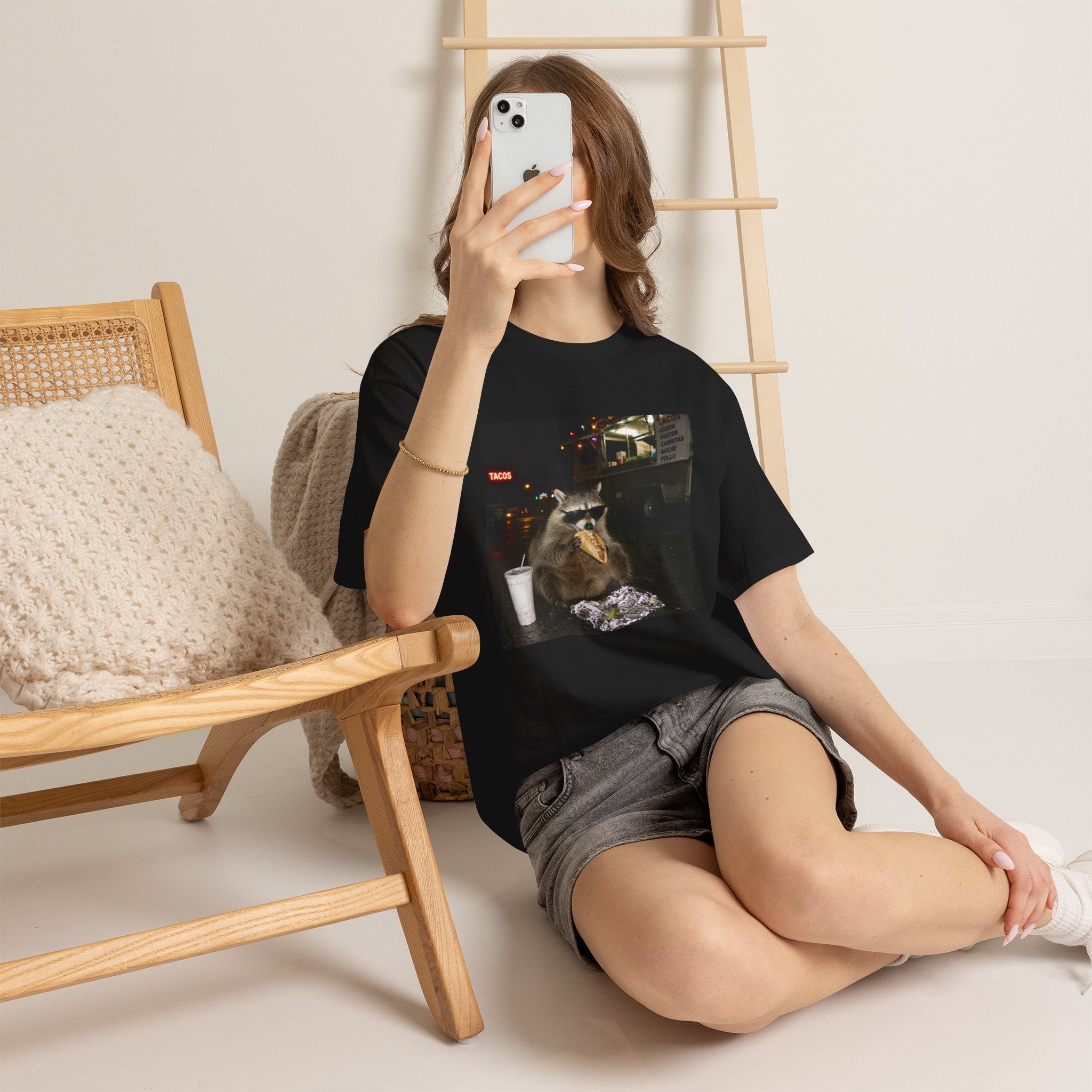 Raccoon Midnight Snack T-Shirt – Funny Urban Animal Photo Tee