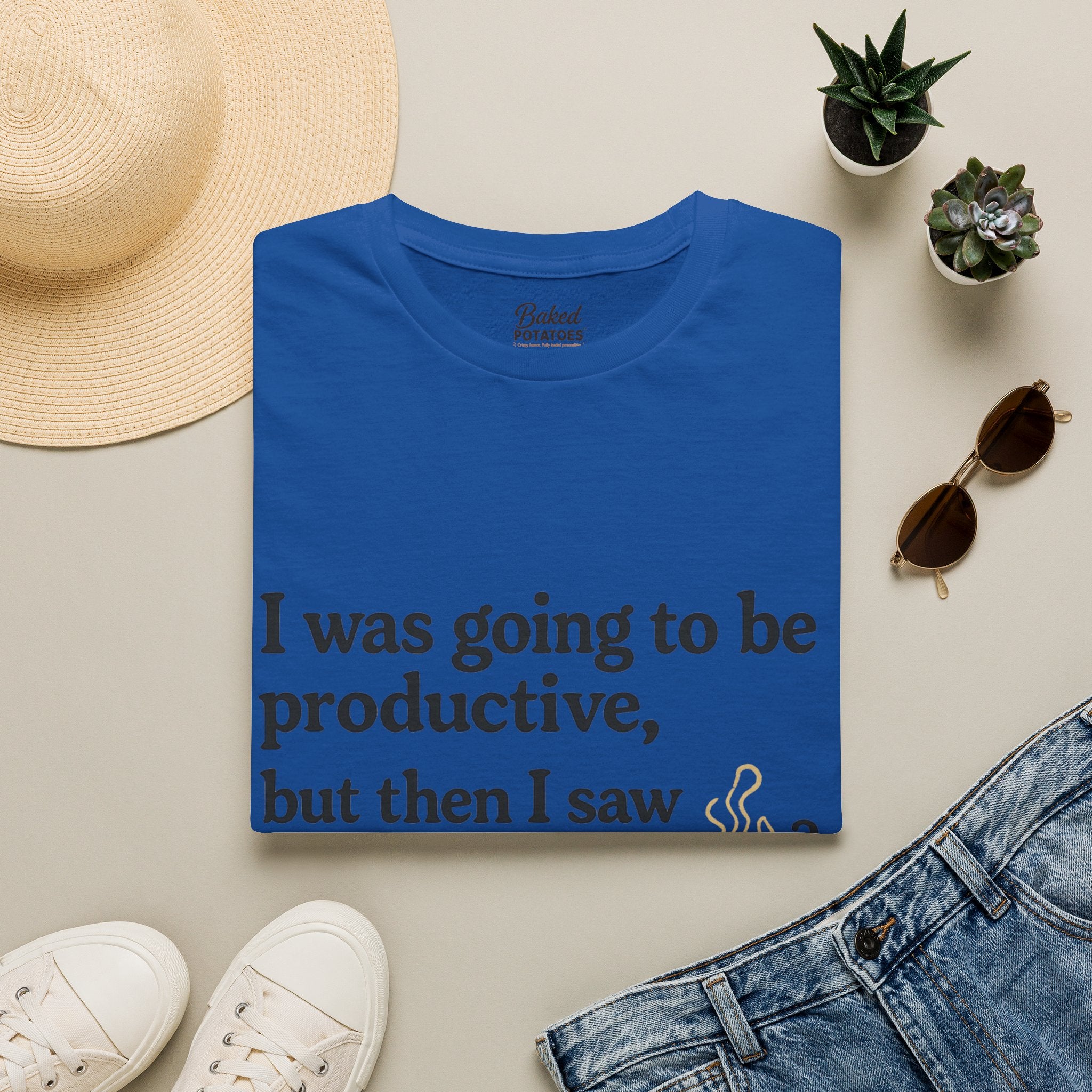 ADHD Funny Potato Tee – “I was going to be productive, but then I saw a potato.” Graphic T-Shirt