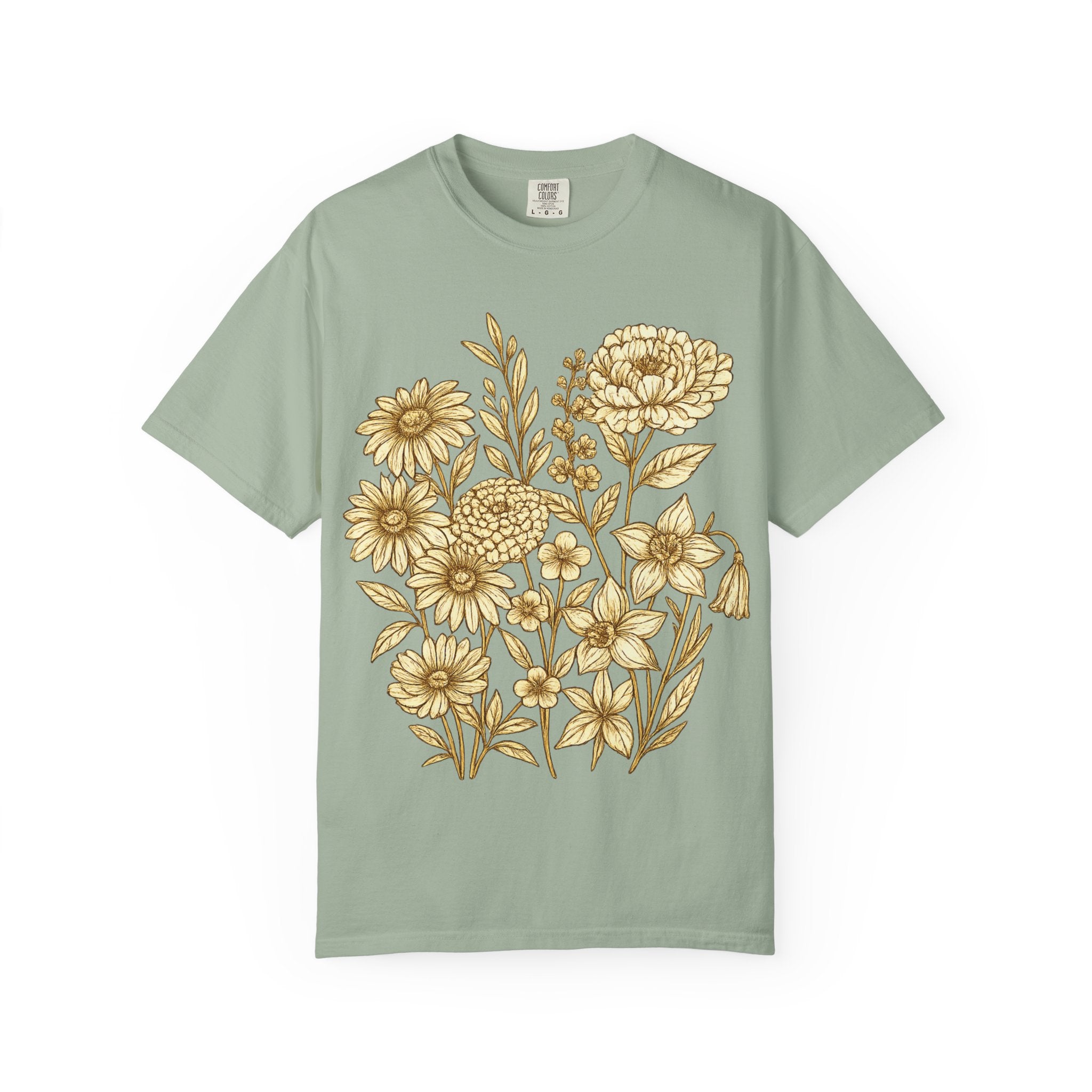 Comfort Colors® Vintage Pressed Flowers Shirt, Boho Cottagecore Shirt, Botanical Floral Tee Wildflowers Shirt Gift for Gardener Floral Shirt